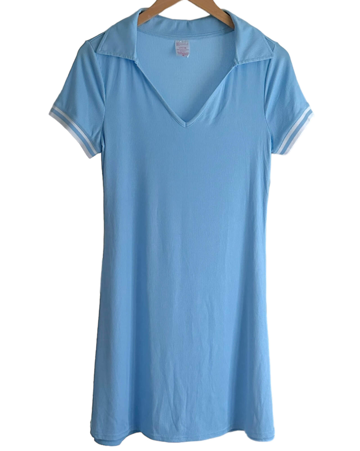 Light Spring NO BOUNDRIES sky blue bodycon polo dress