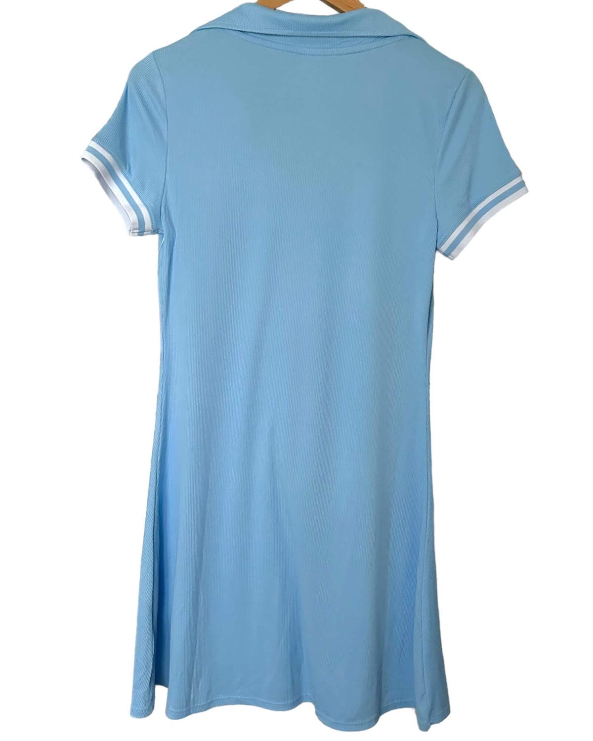 Light Spring NO BOUNDRIES sky blue ribbed bodycon polo tennis style  dress