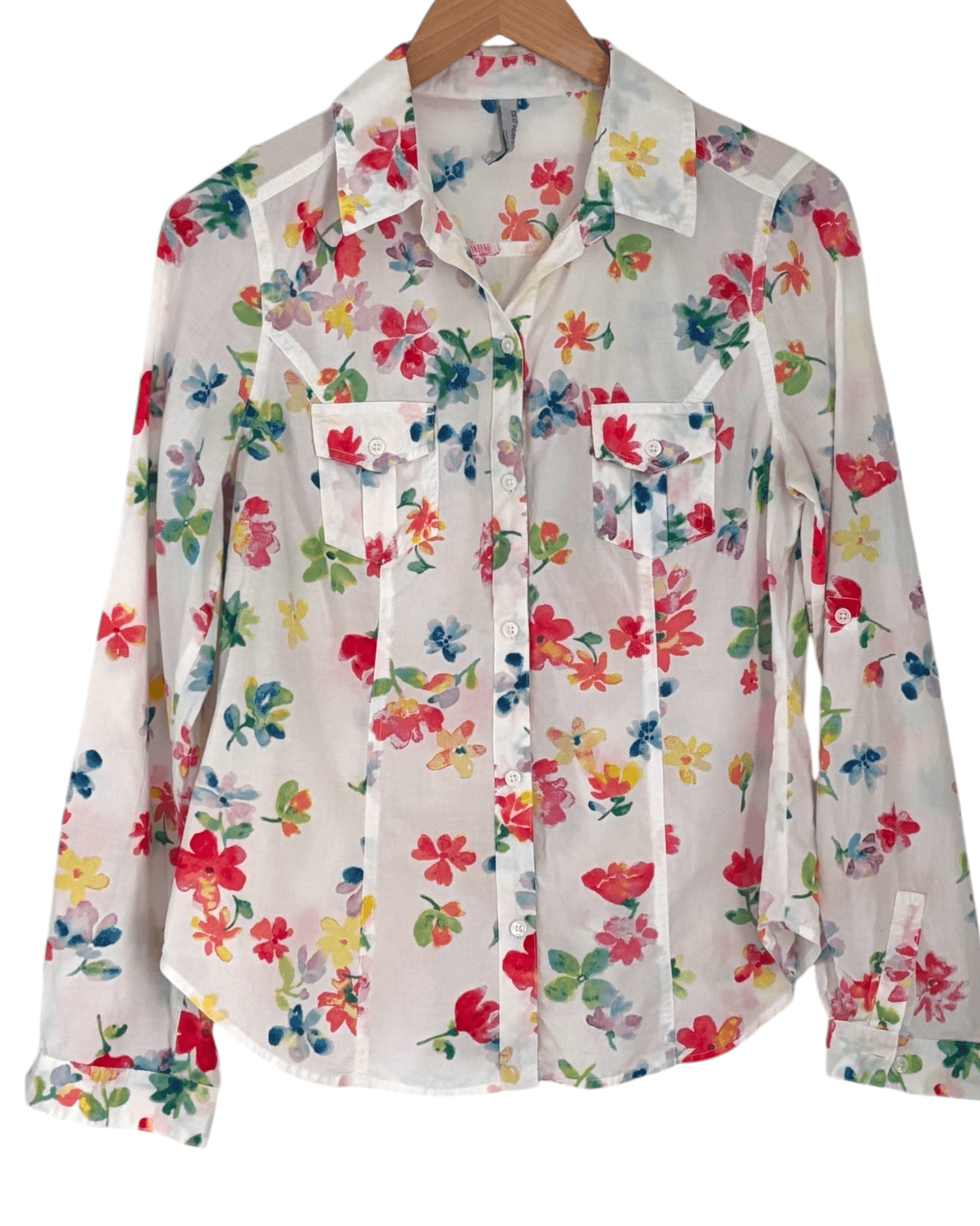 Light Spring OLD NAVY watercolor floral print button-down shirt