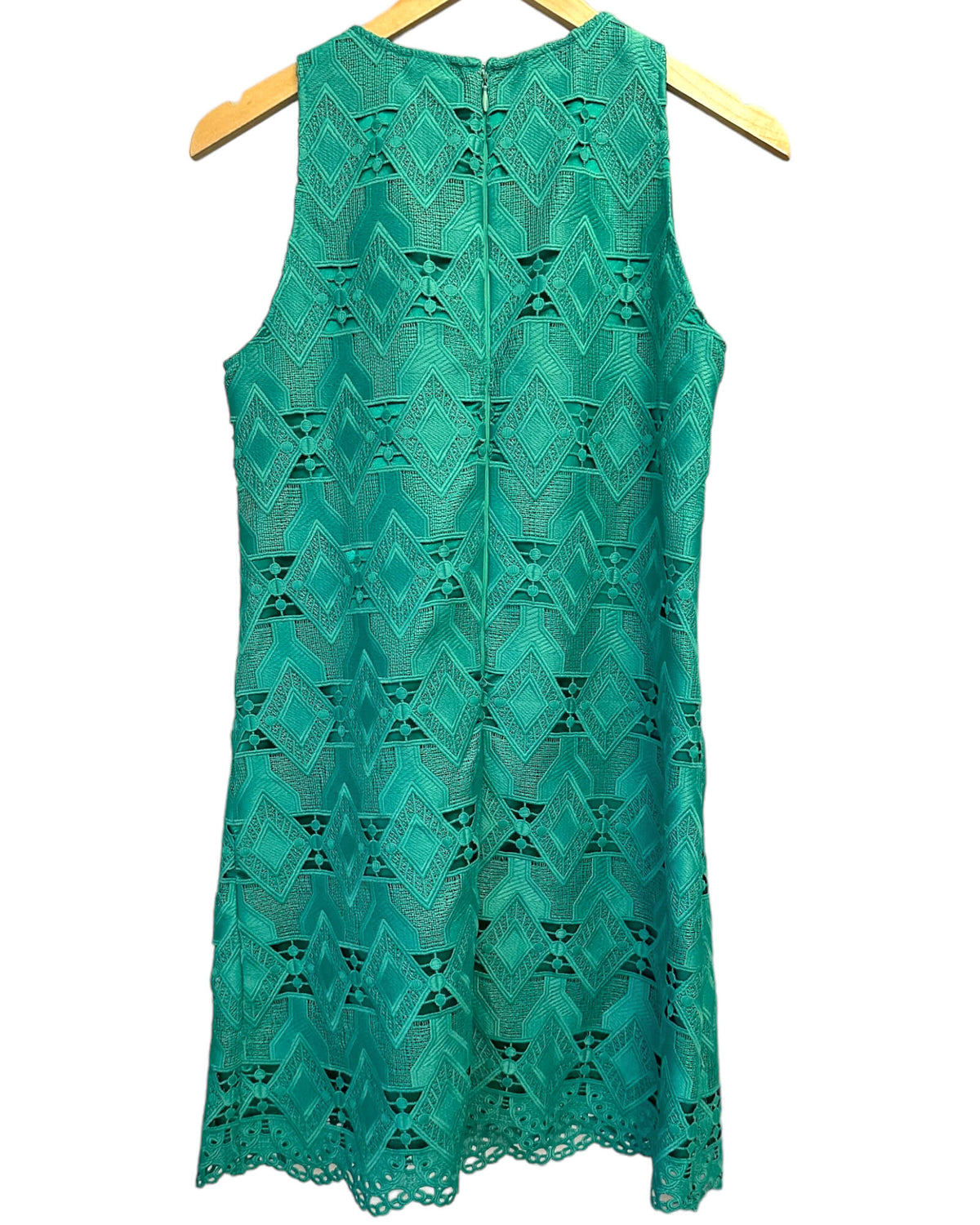Light Spring TAHARI ARTHUR S LEVINE geometric lace sleepless green dress
