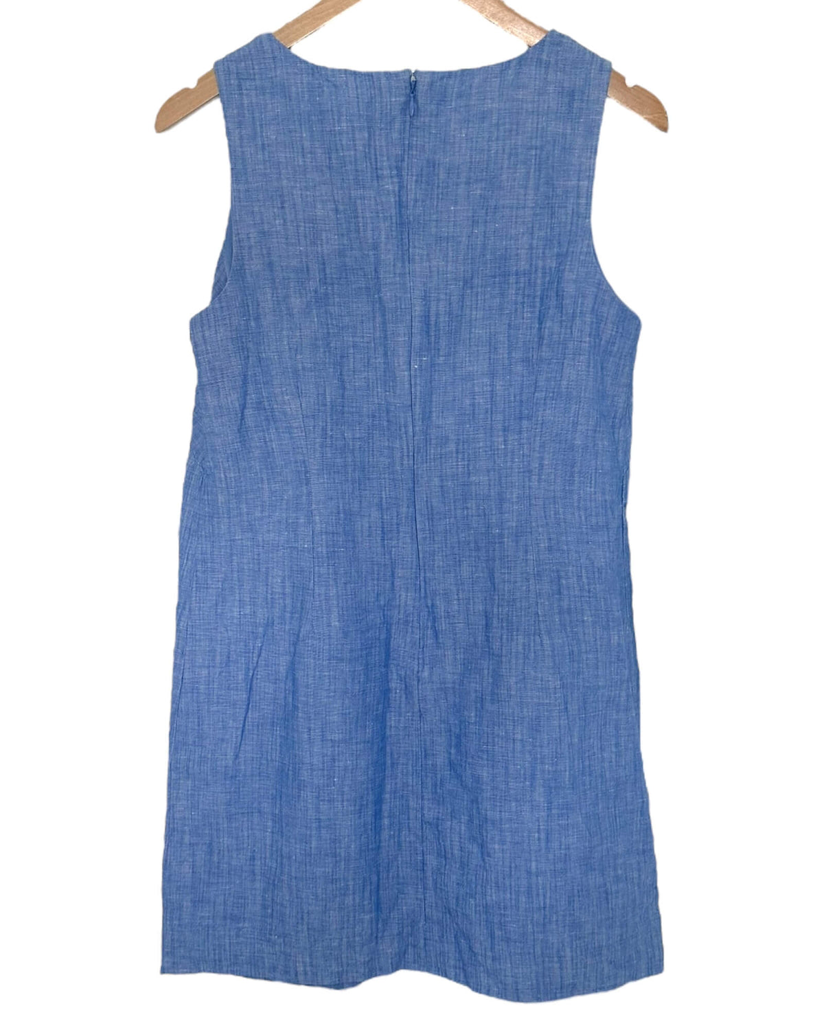 Light Spring TALBOTS floral embroidered chambray linen shift dress