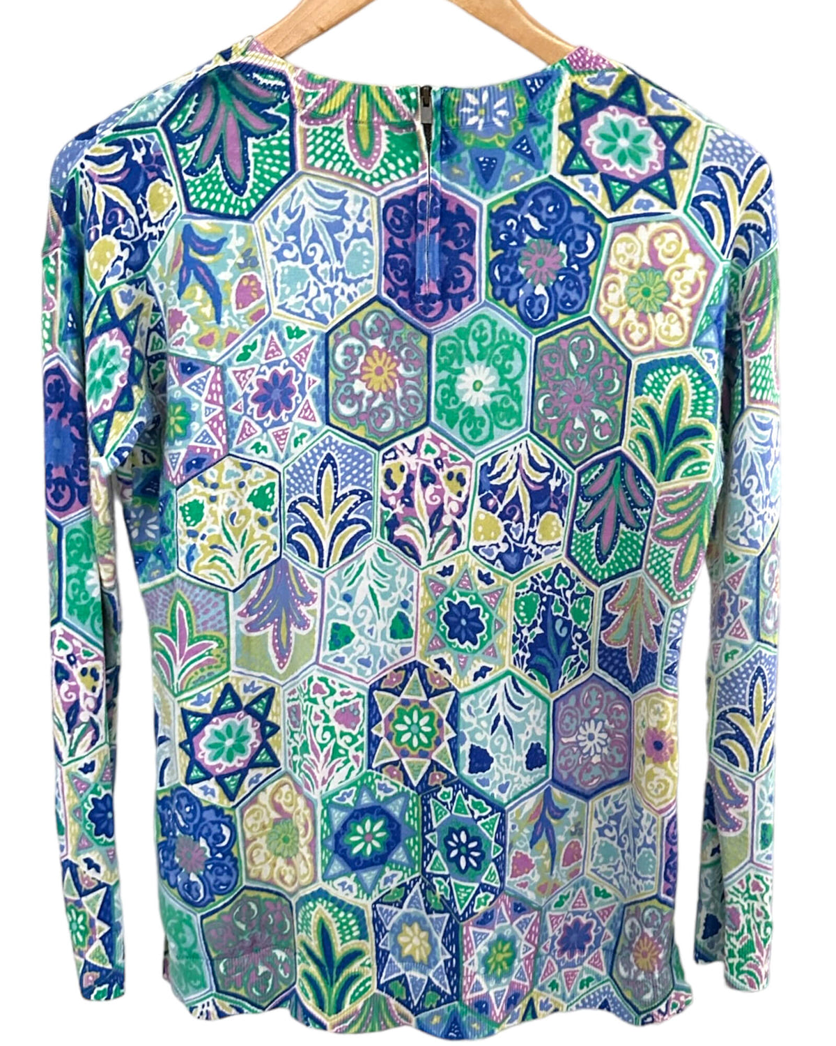 Light Spring TALBOTS tile print crewneck sweater