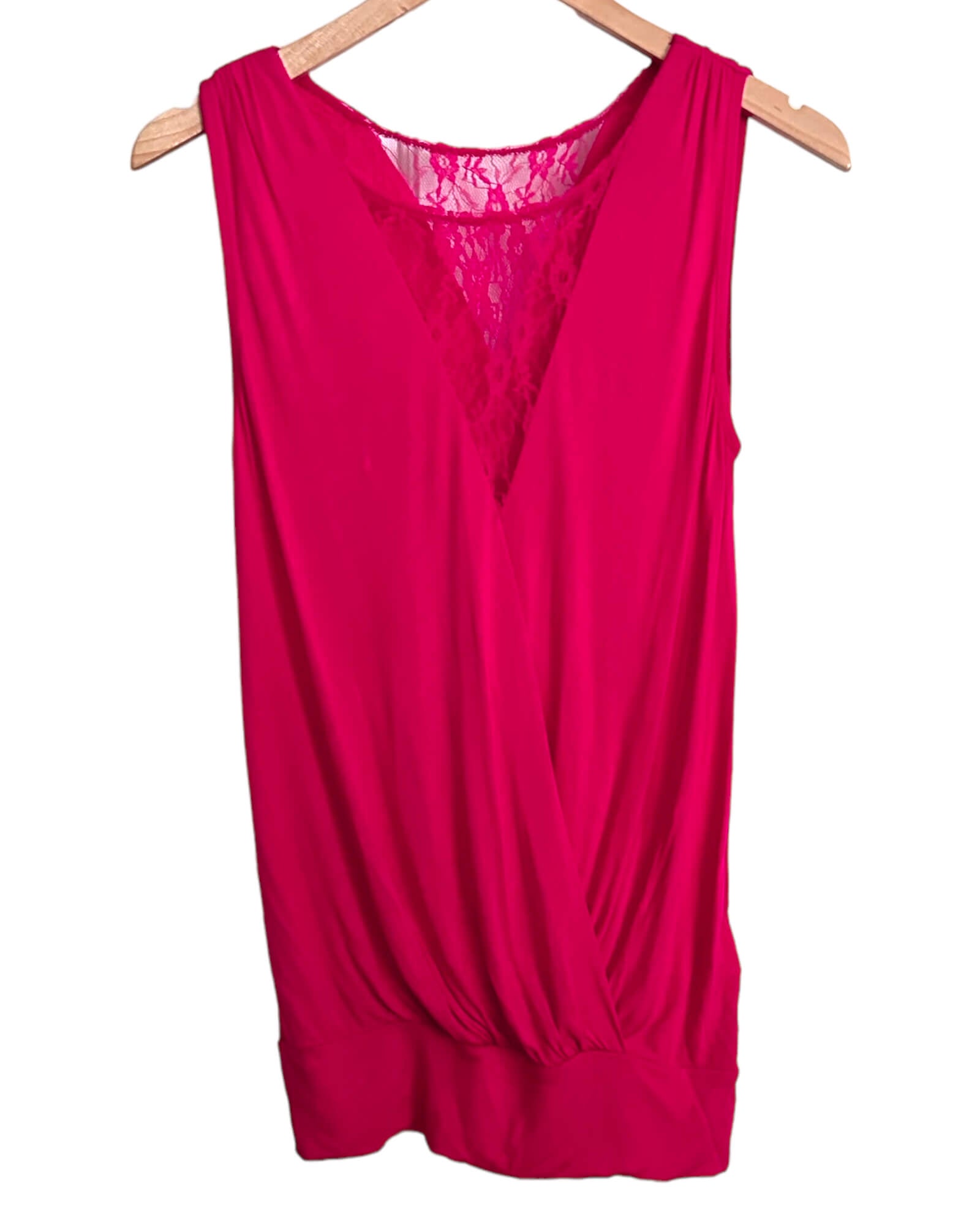 Light Spring VENUS dragon fruit pink lace cross front blouse