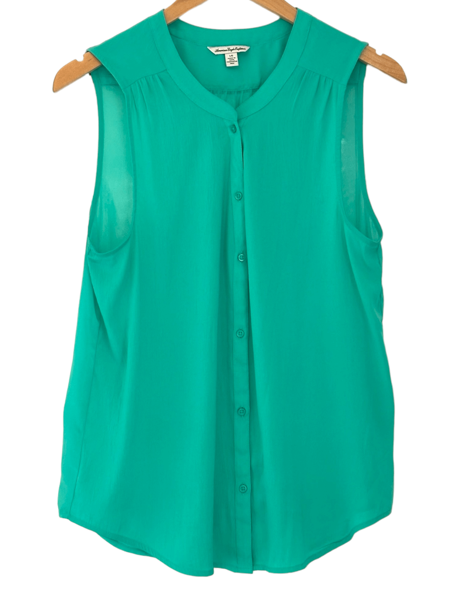 Light Summer AMERICAN EAGLE laguna green semi sheer sleeveless top