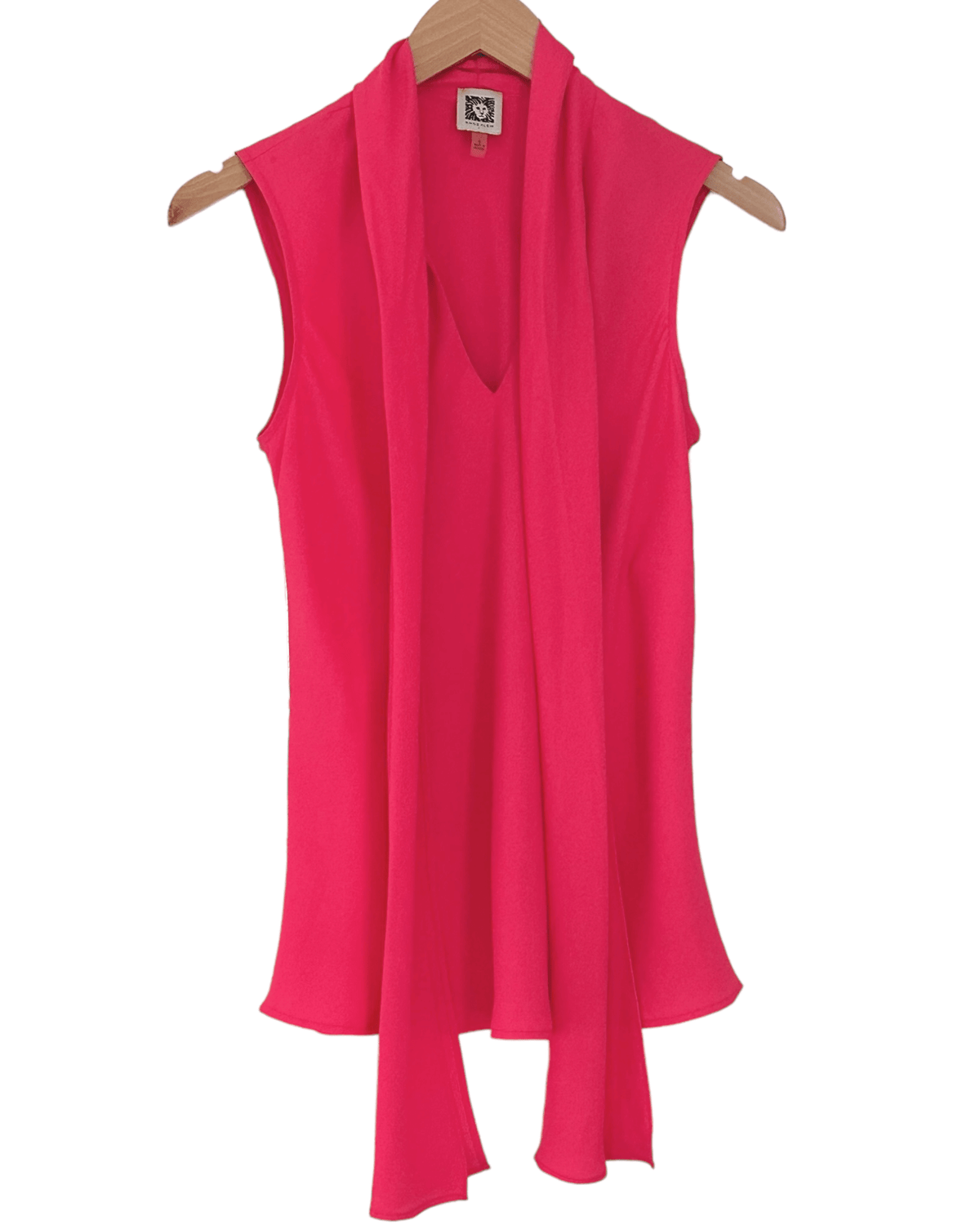 Light Summer ANN KLEIN pink sash tie sleeveless blouse