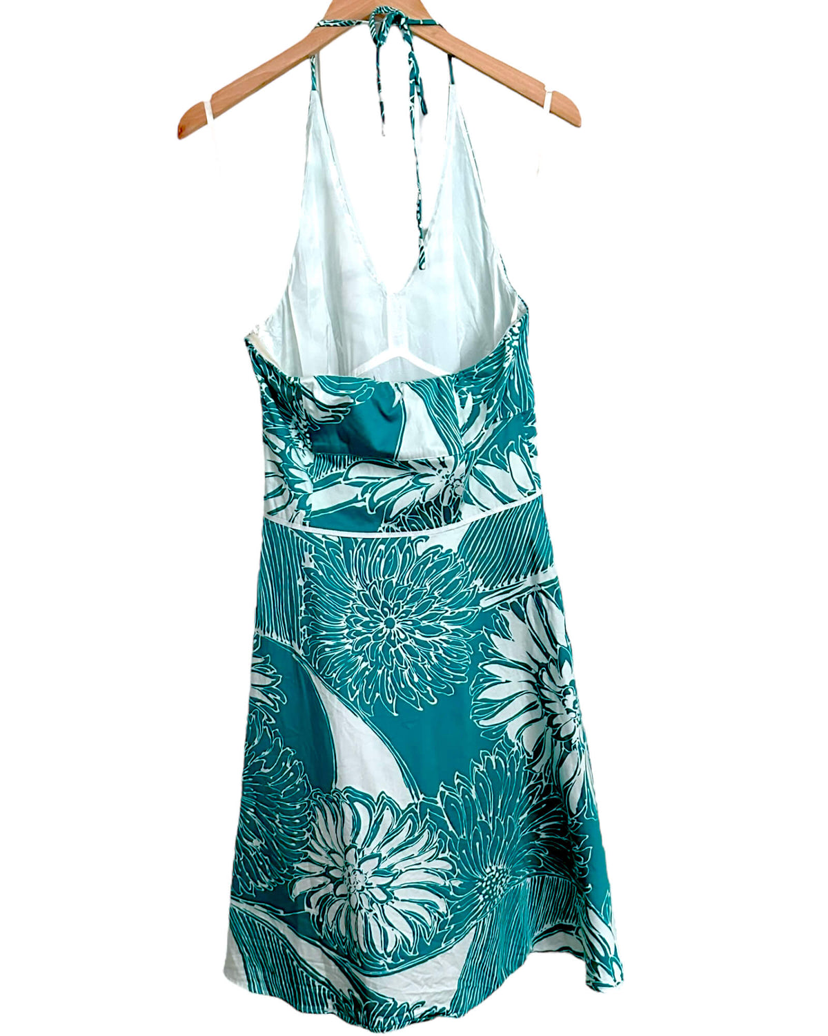 Light Summer ANN TAYLOR green floral print halter dress