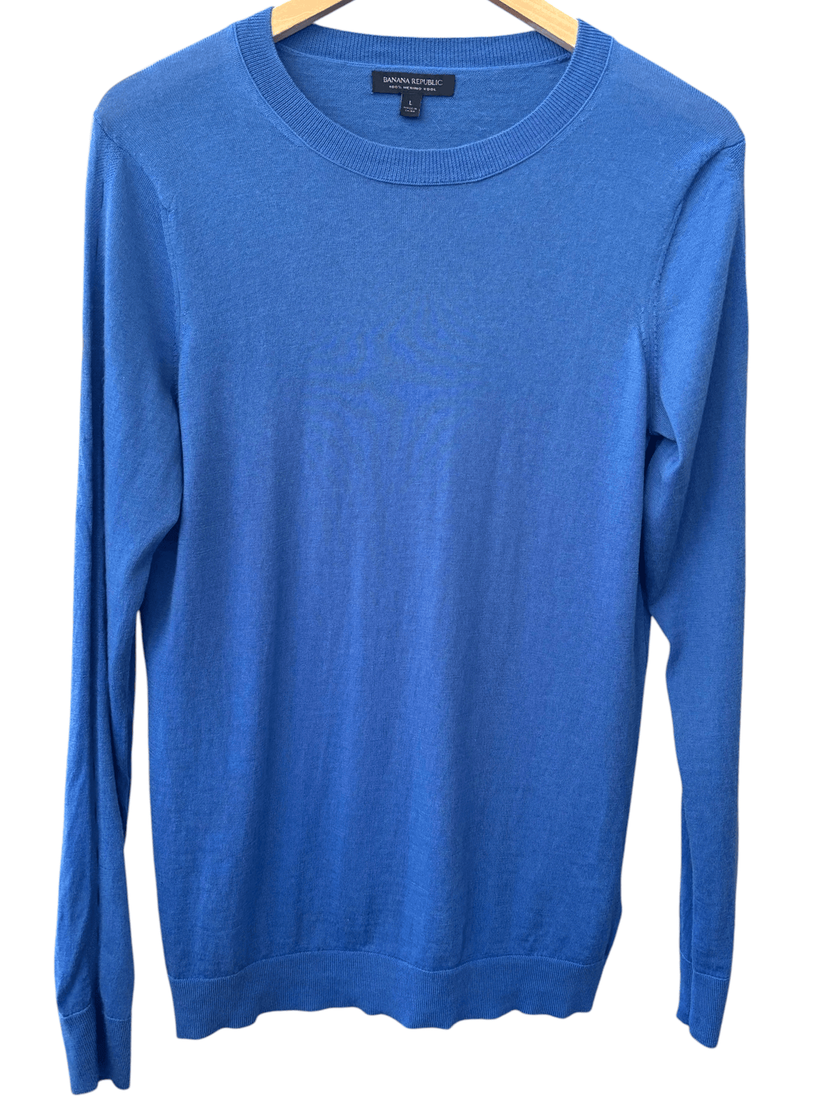 Light Summer BANANA REPUBLIC horizon blue keyhole crewneck wool sweater