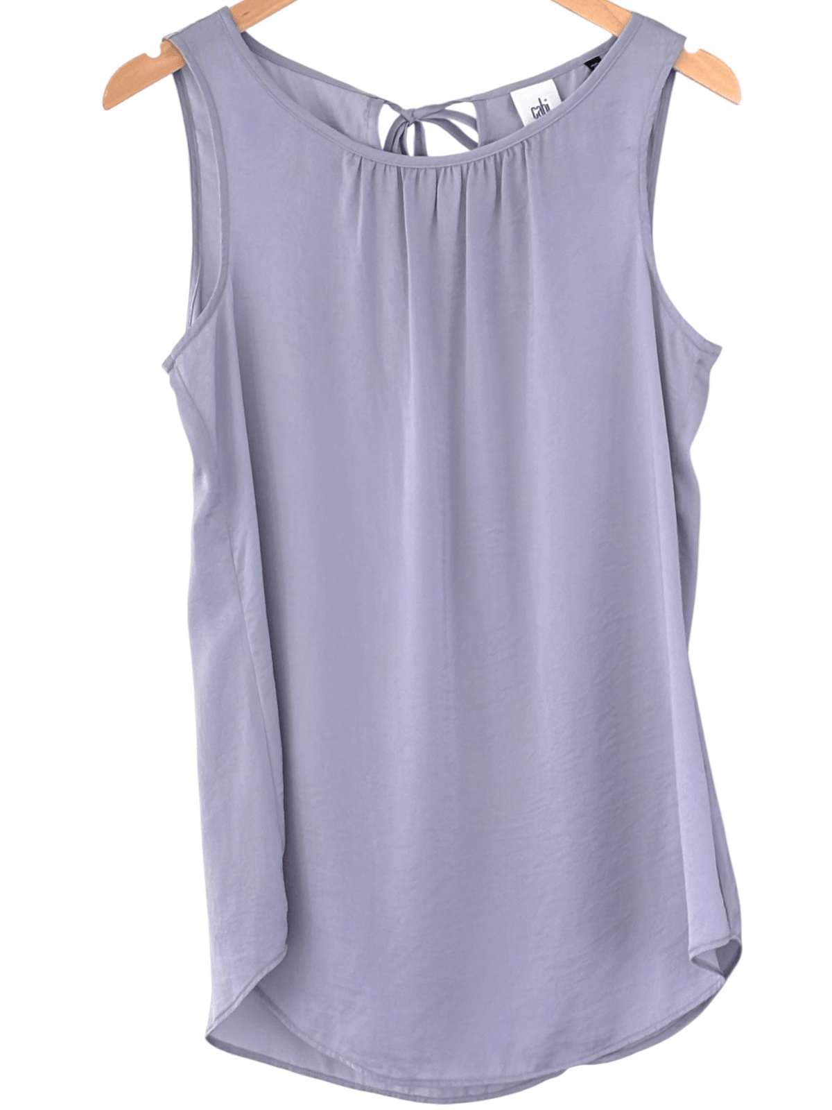Light Summer CABI thistle silky sleeveless tie back blouse