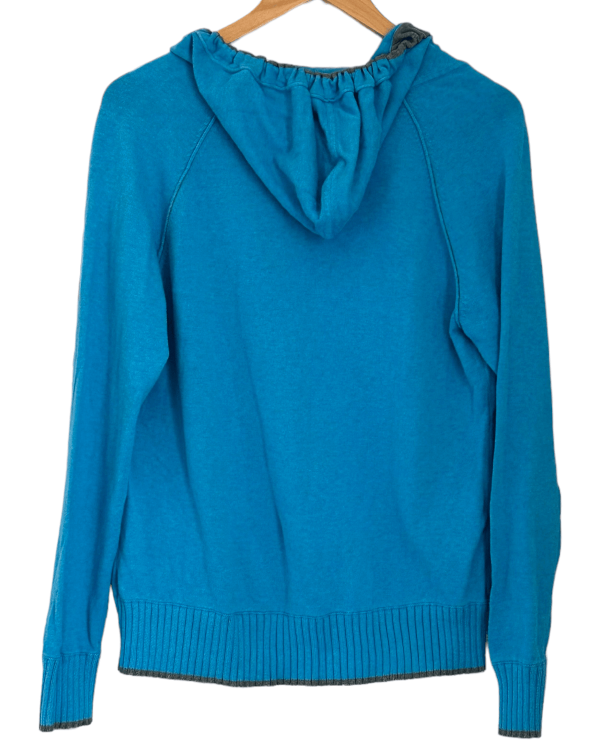Light Summer EDDIE BAUER SPORT lagoon blue hooded spit-neck sweater