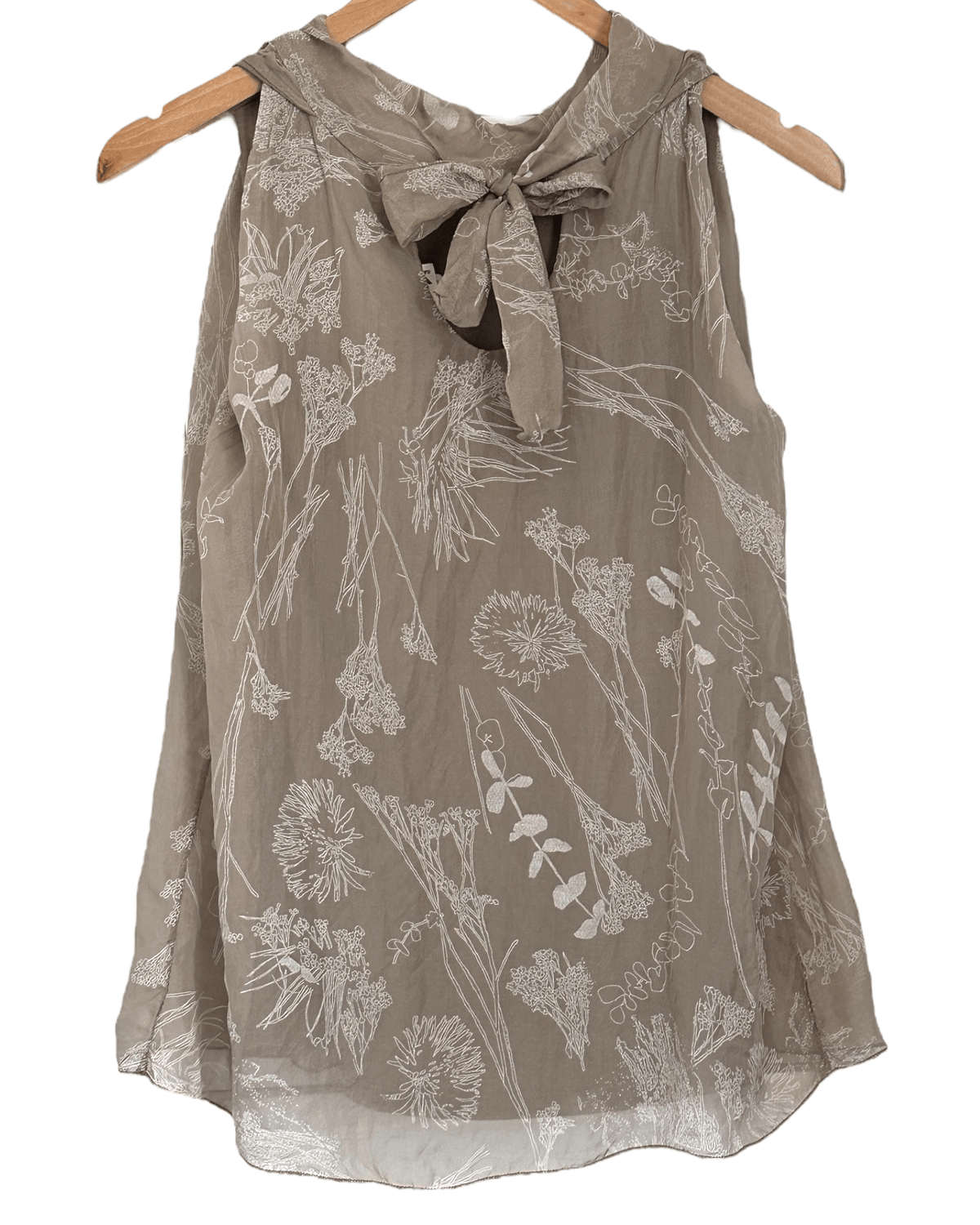 Light Summer ELENA BALDI ITALY floral print silk sleeveless tie back top