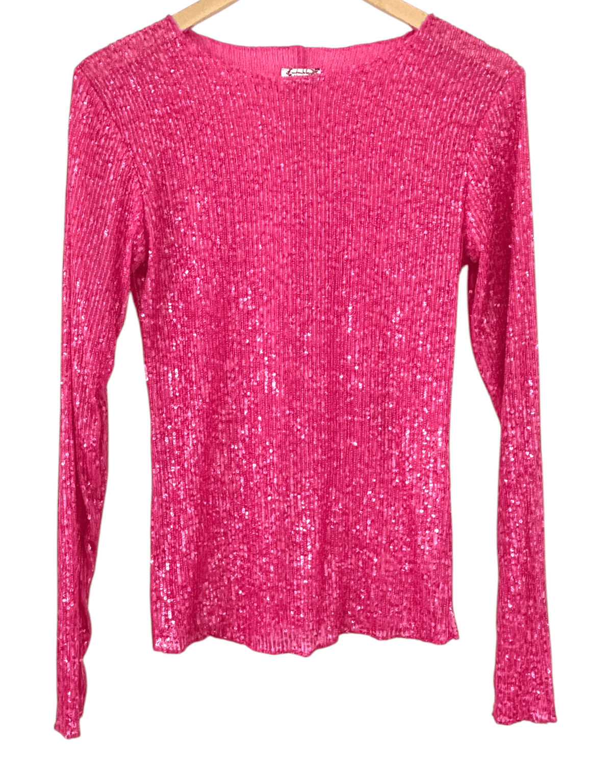 Light Summer FREE PEOPLE sequin long sleeve knit top