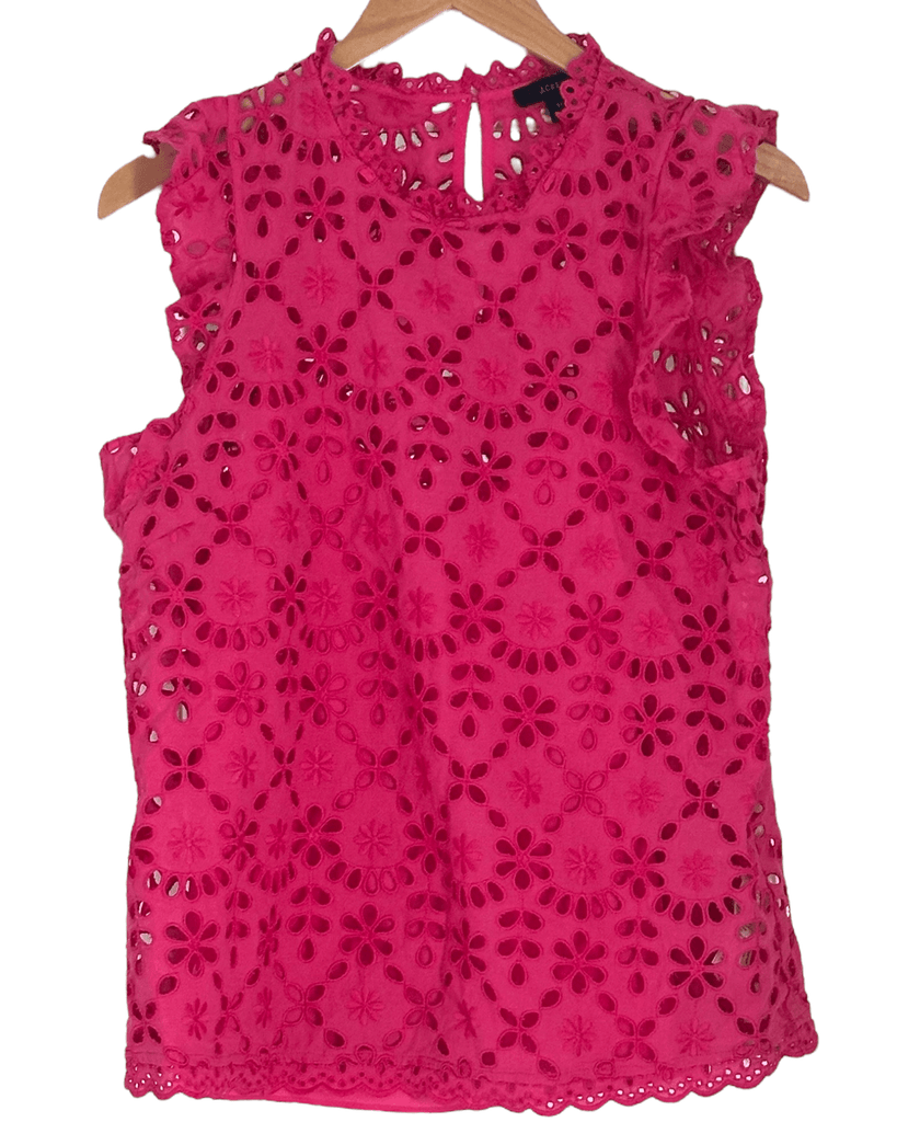 トップス Eyelet Jersey Jacquard Sleeveless Top light-summer-jcrew-raspberry-