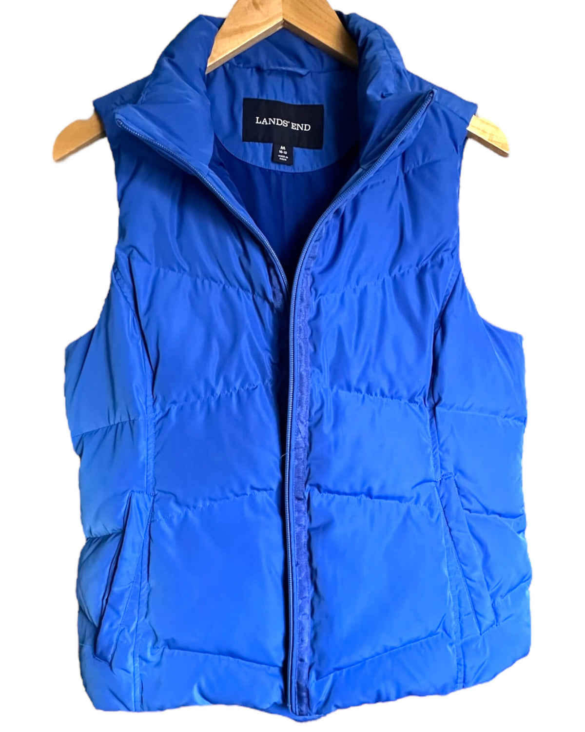 Light Summer LANDS' END beacon blue down puffer vest 
