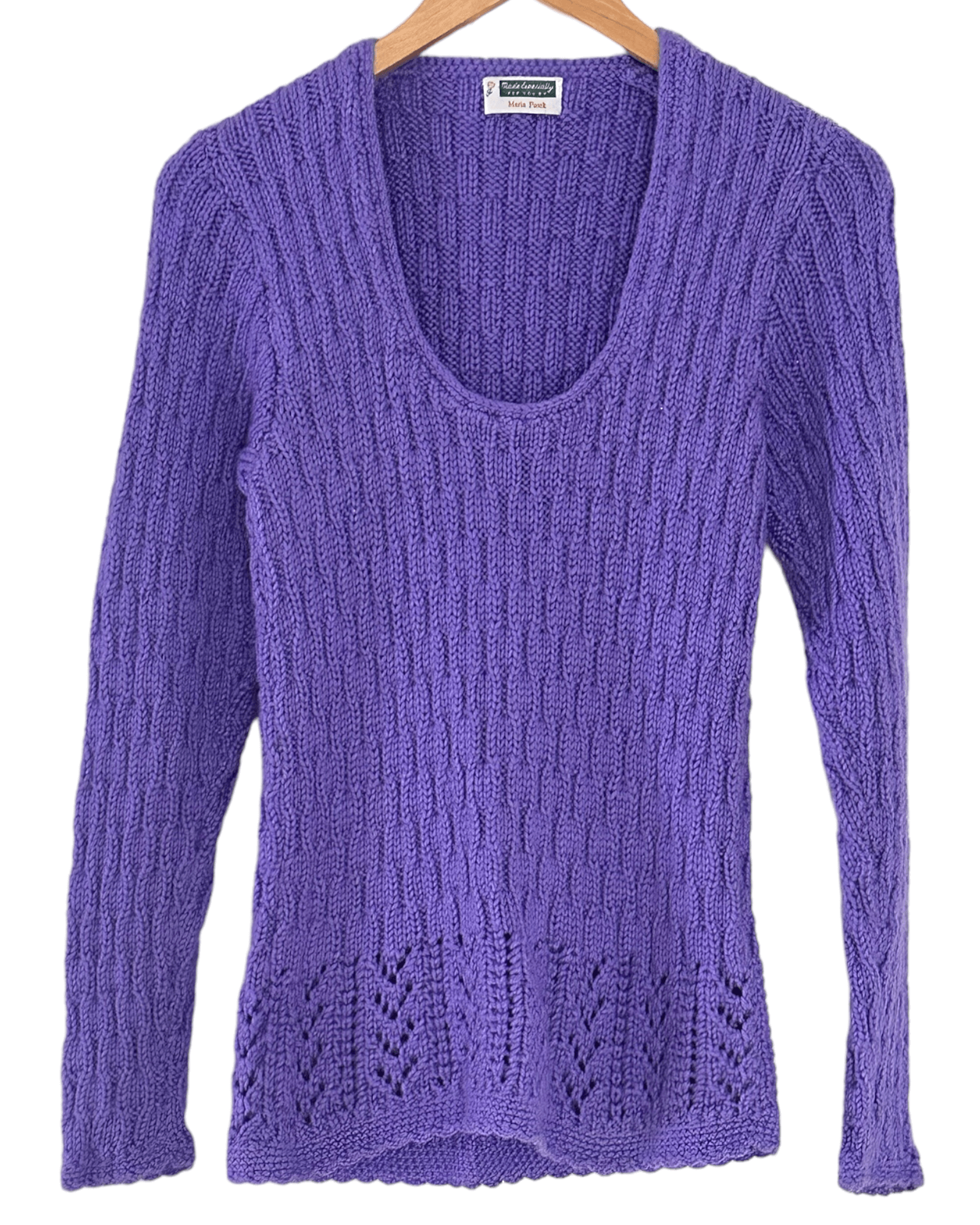 Light Summer lilac contrast knit scoop neck sweater