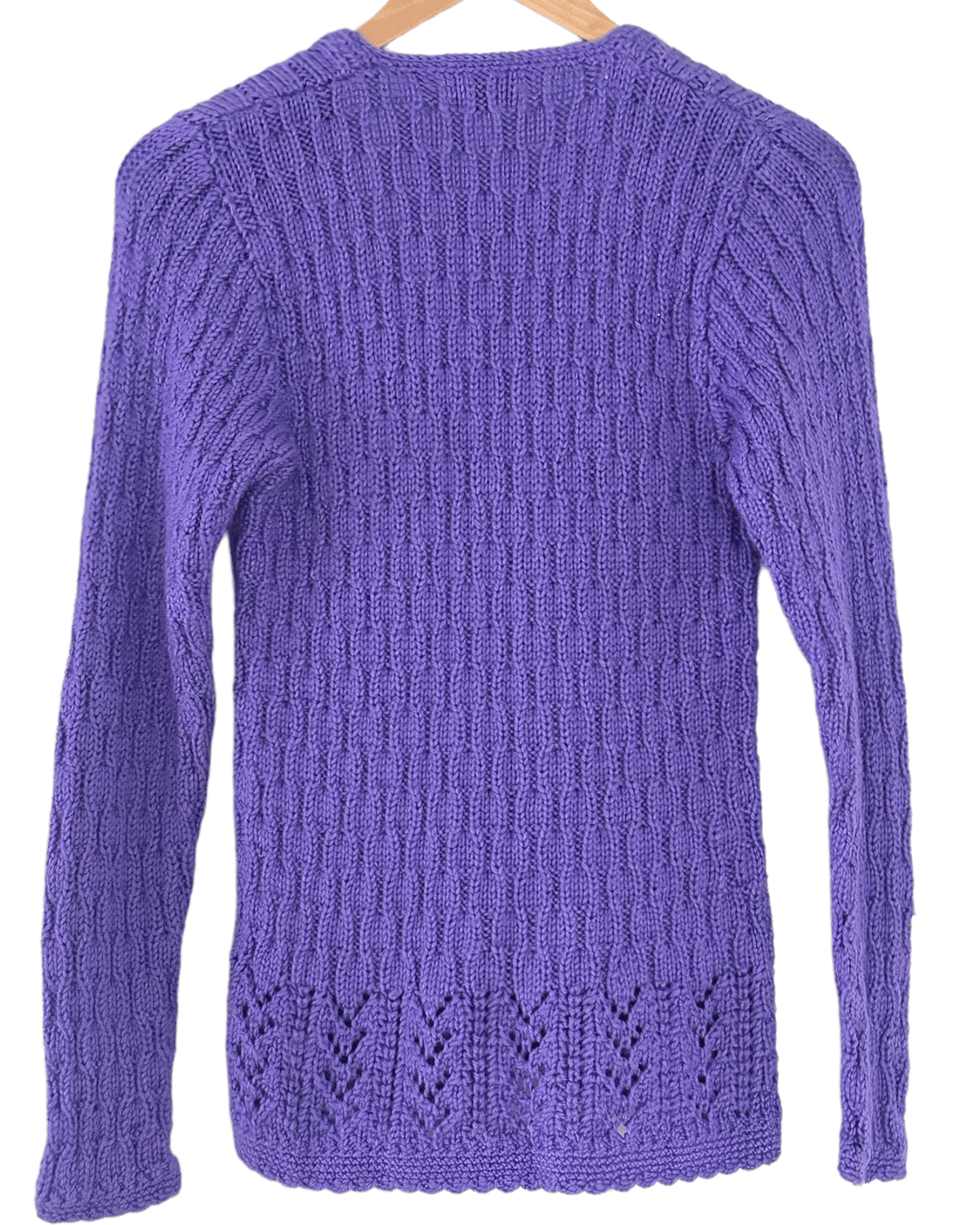 Light Summer lilac purple hand knit contrast sweater