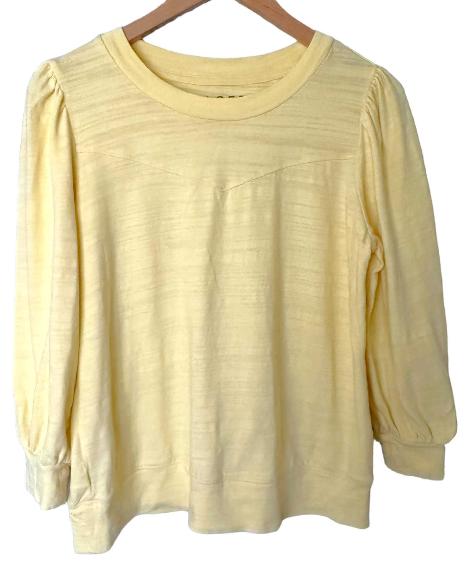 Light Summer LOFT buttercup yellow puff shoulder knit top