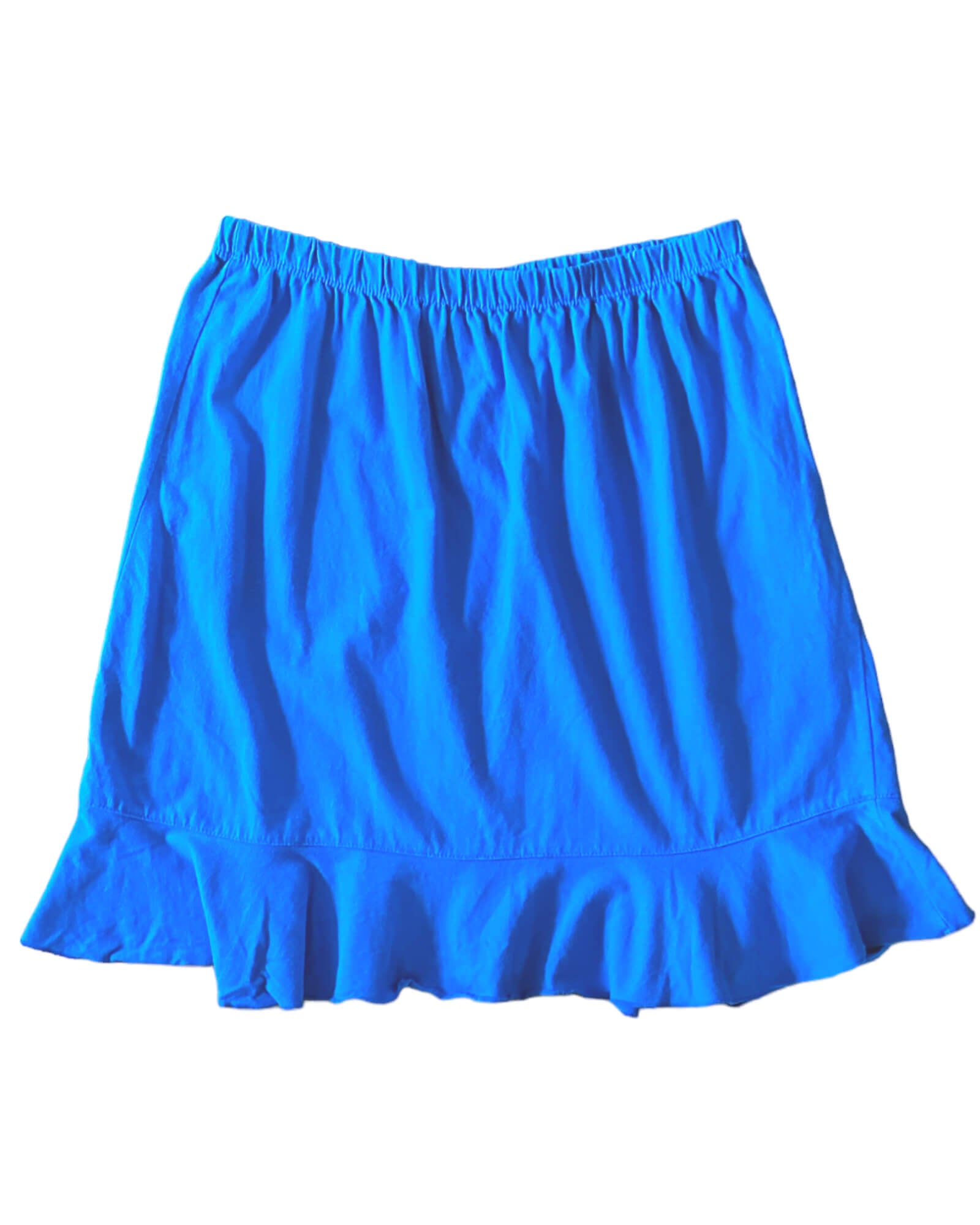 Light Summer LULU-B seaport blue knit ruffle mini skirt