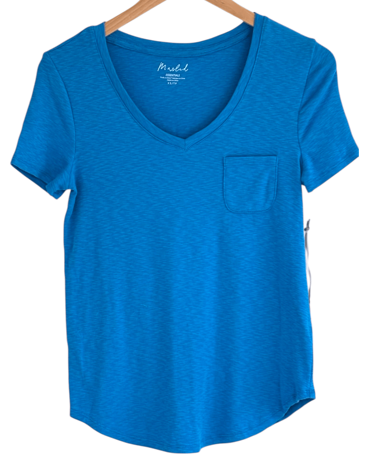 Light Summer MARLED bayberry v-neck pocket tee 