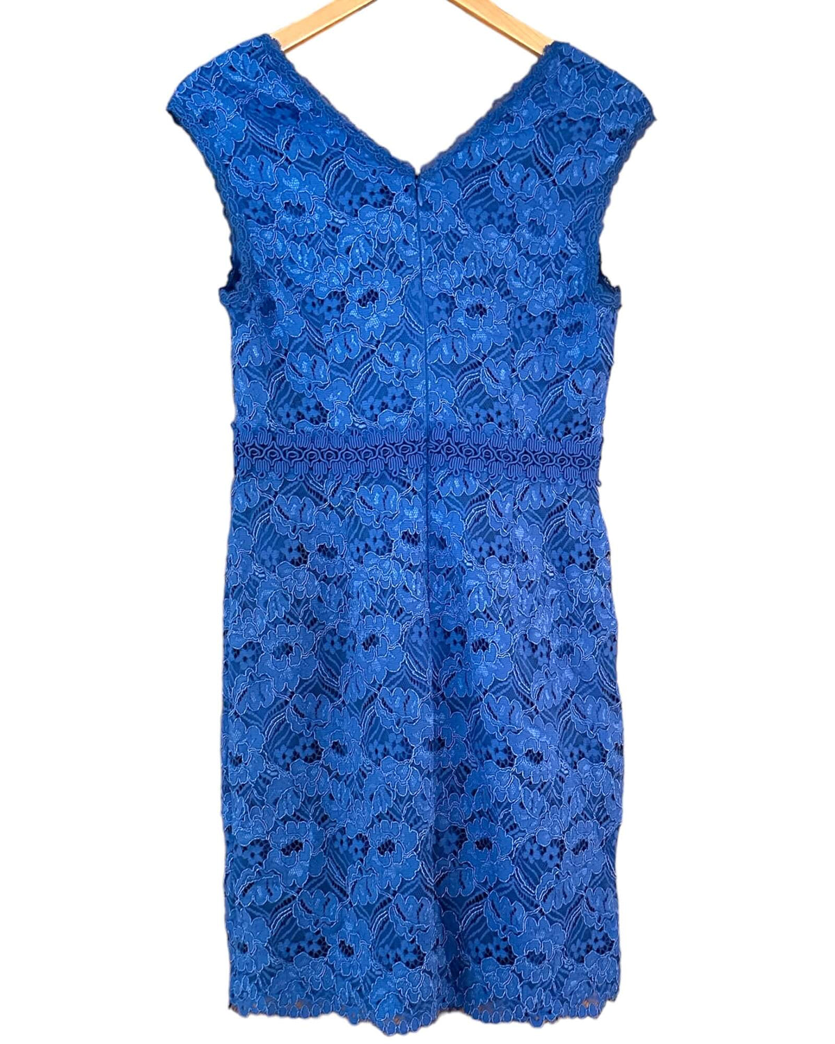 Light Summer ANN TAYLOR periwinkle blue corded lace sleeveless sheath dress
