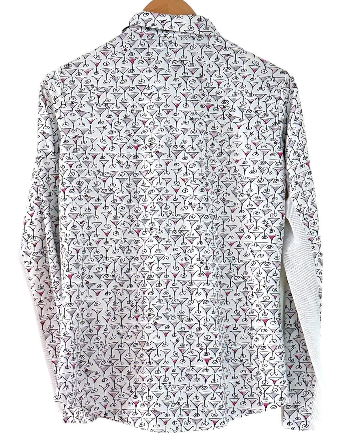Light Summer Martini Print Long Sleeve Performance Polo