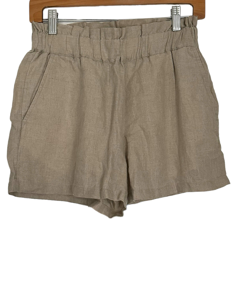 ATON◆LINEN WEATHER BASIC SHORT PANTS /2/リネン/BLK/399698 Soft Autumn Tan Linen Shorts