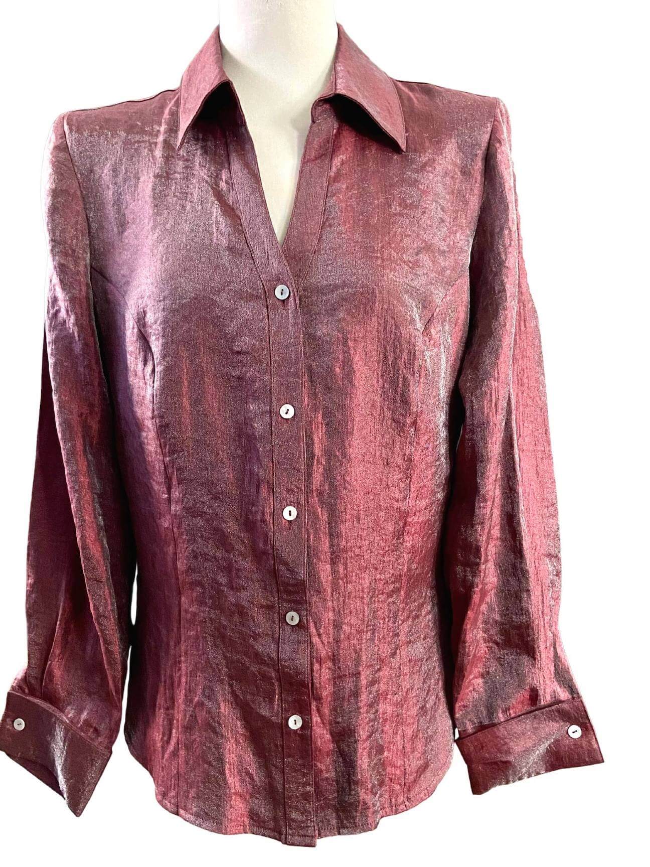 Soft Autumn COLDWATER CREEK rust taffeta shimmer blouse