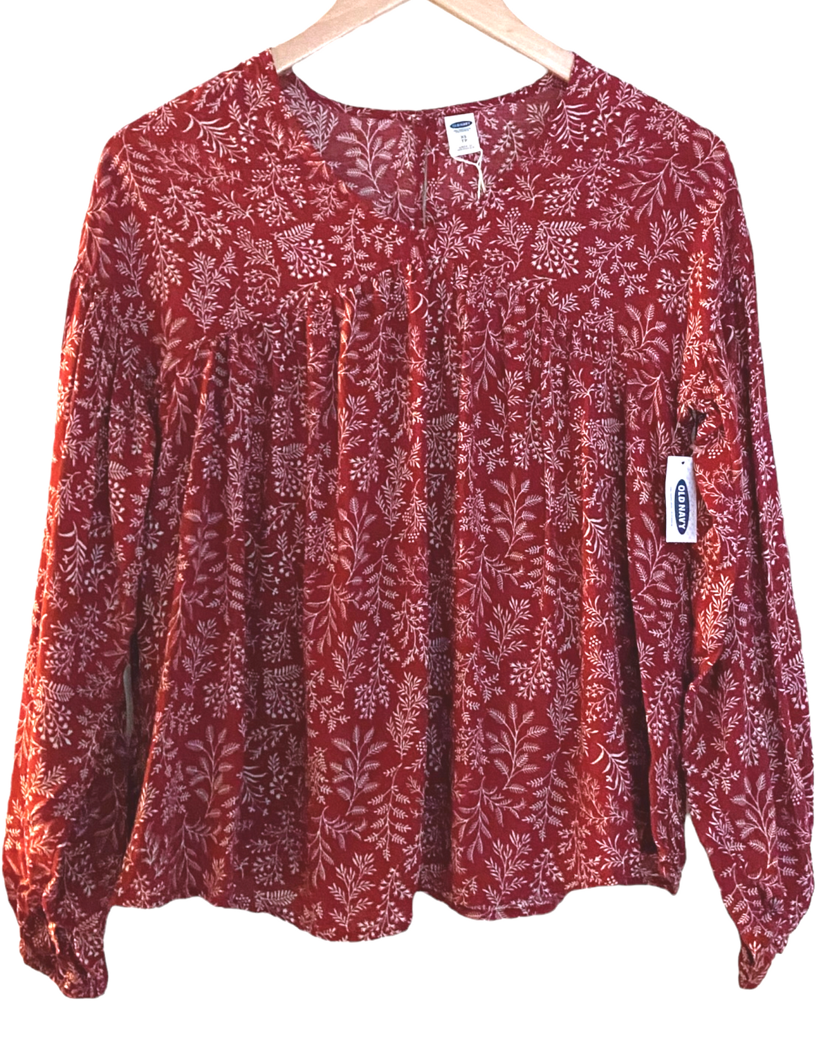 Soft Autumn OLD NAVY cranberry leaf print boho top
