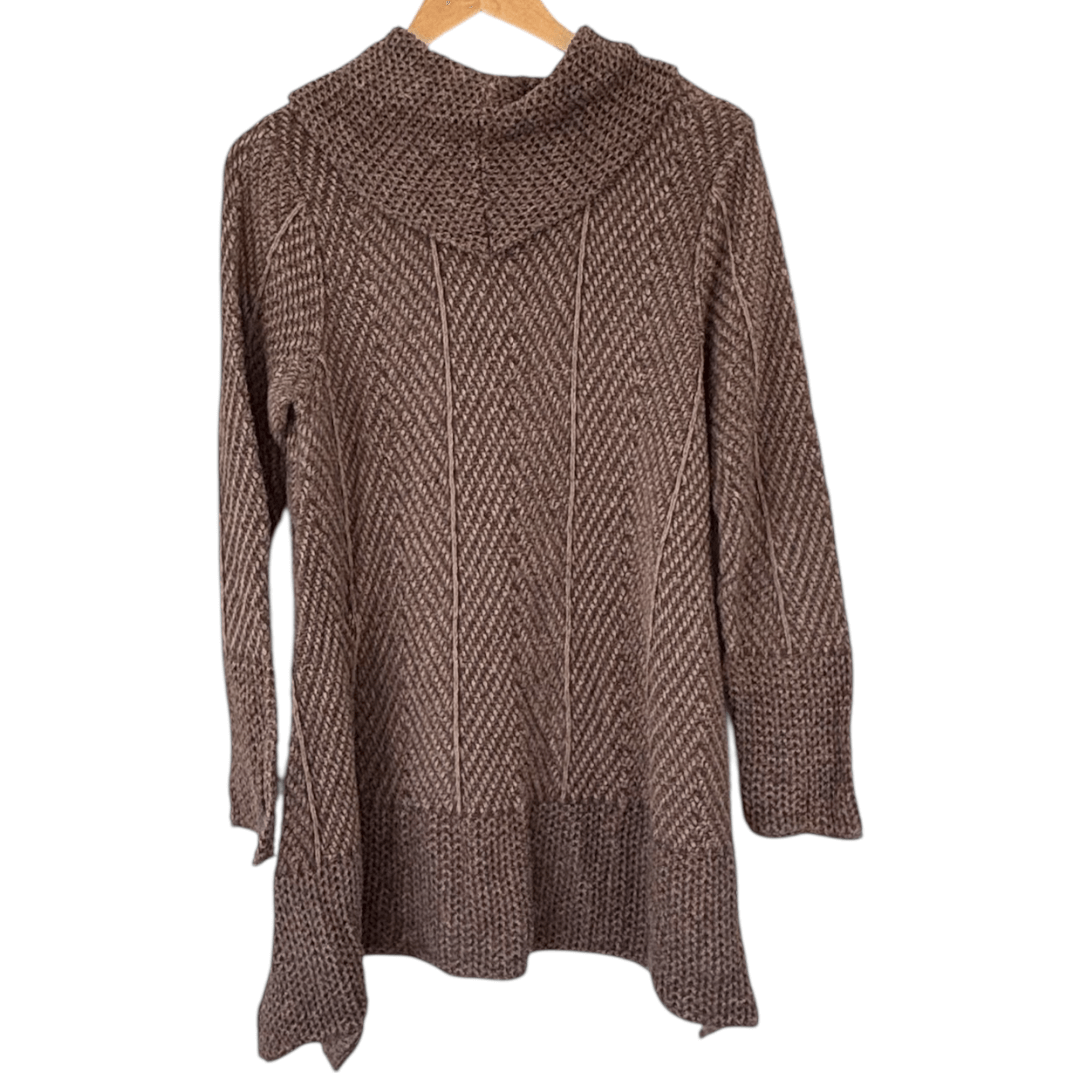 Soft Autumn EIGHT EIGHT EIGHT herringbone cowlneck contrast knit sweater