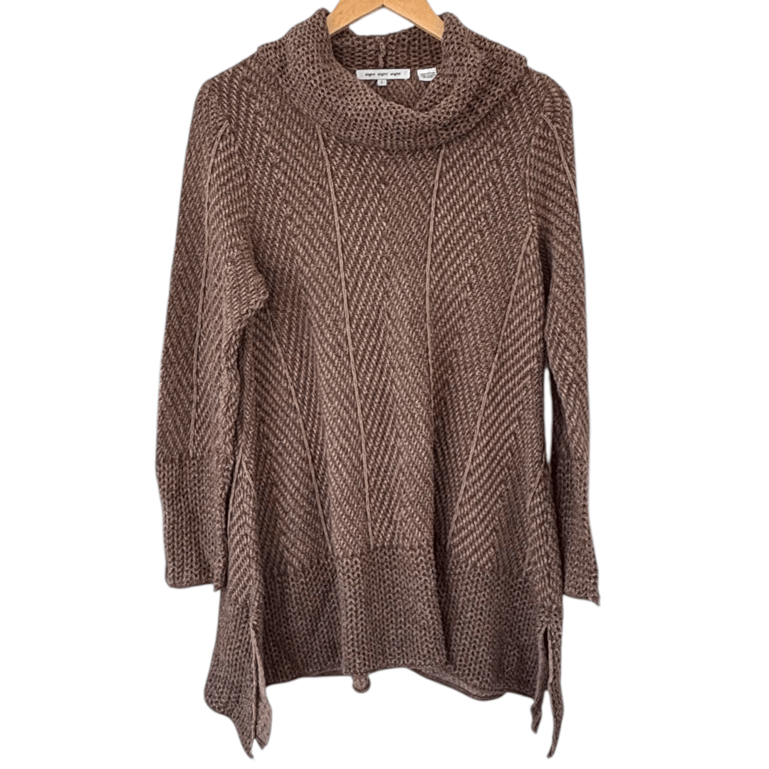 Soft Autumn EIGHT EIGHT EIGHT herringbone cowlneck contrast knit sweater