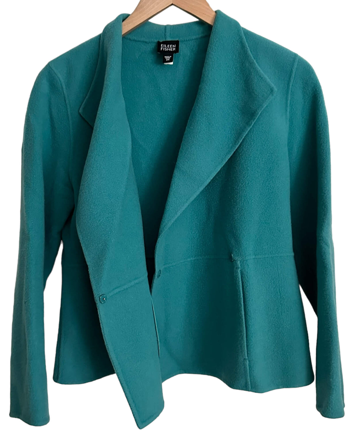 Soft Autumn EILEEN FISHER turquoise wool cashmere jacket 