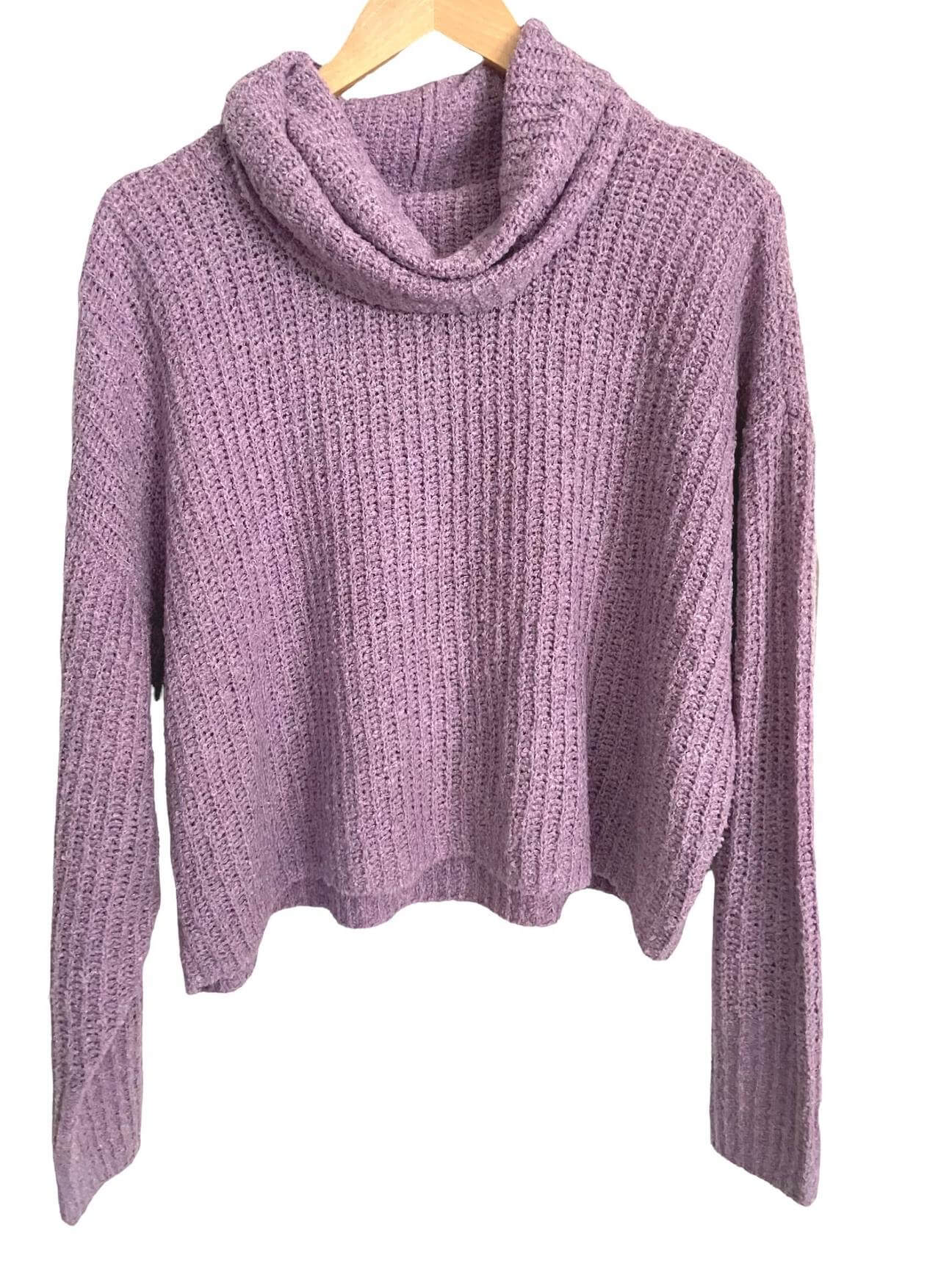 Soft Autumn EXPRESS wisteria purple cowl neck crop sweater