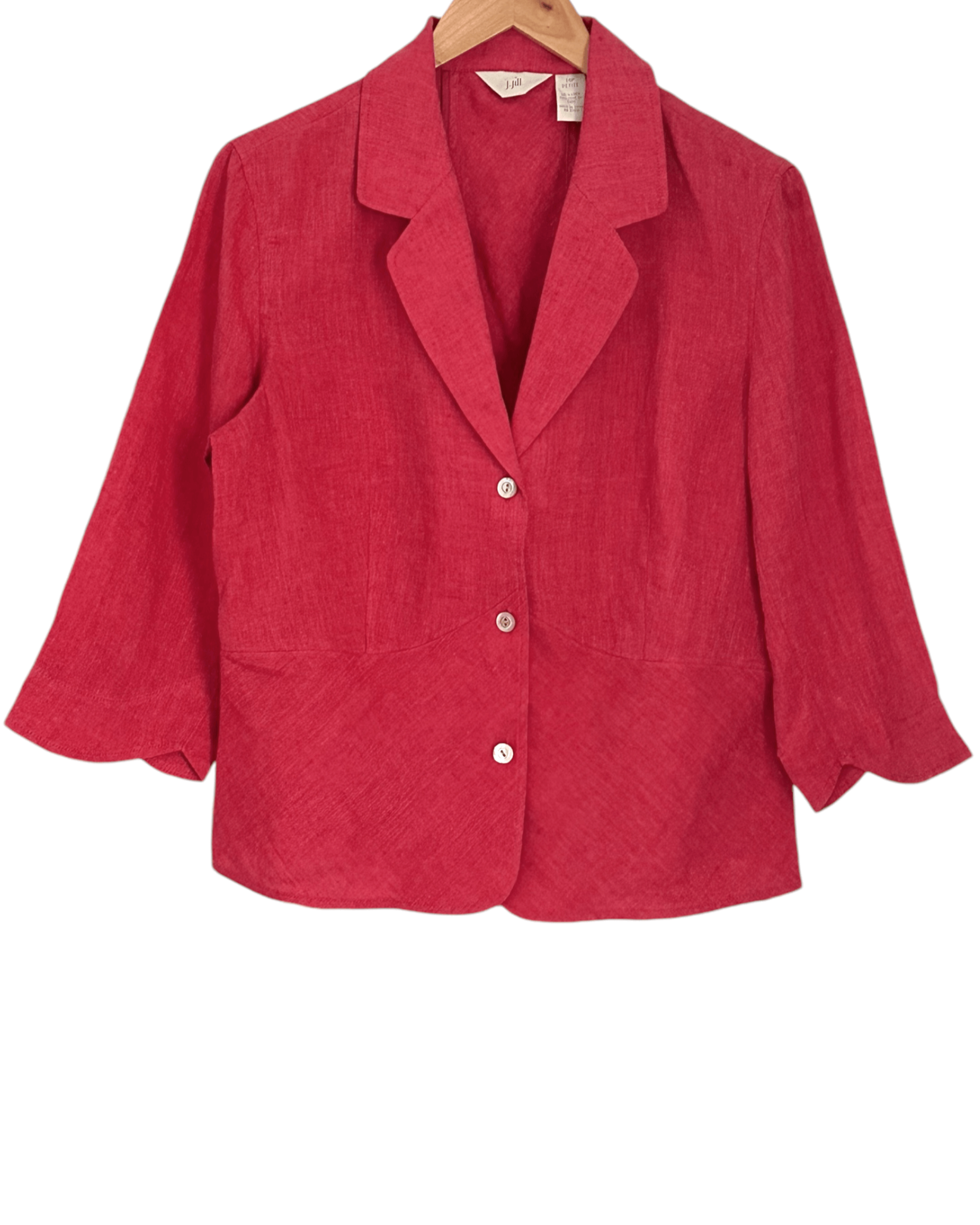 Soft Autumn J.JILL chuparosa red three button linen jacket