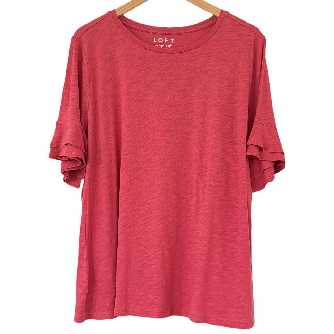 Soft Autumn LOFT canyon vintage soft ruffle sleeve tee