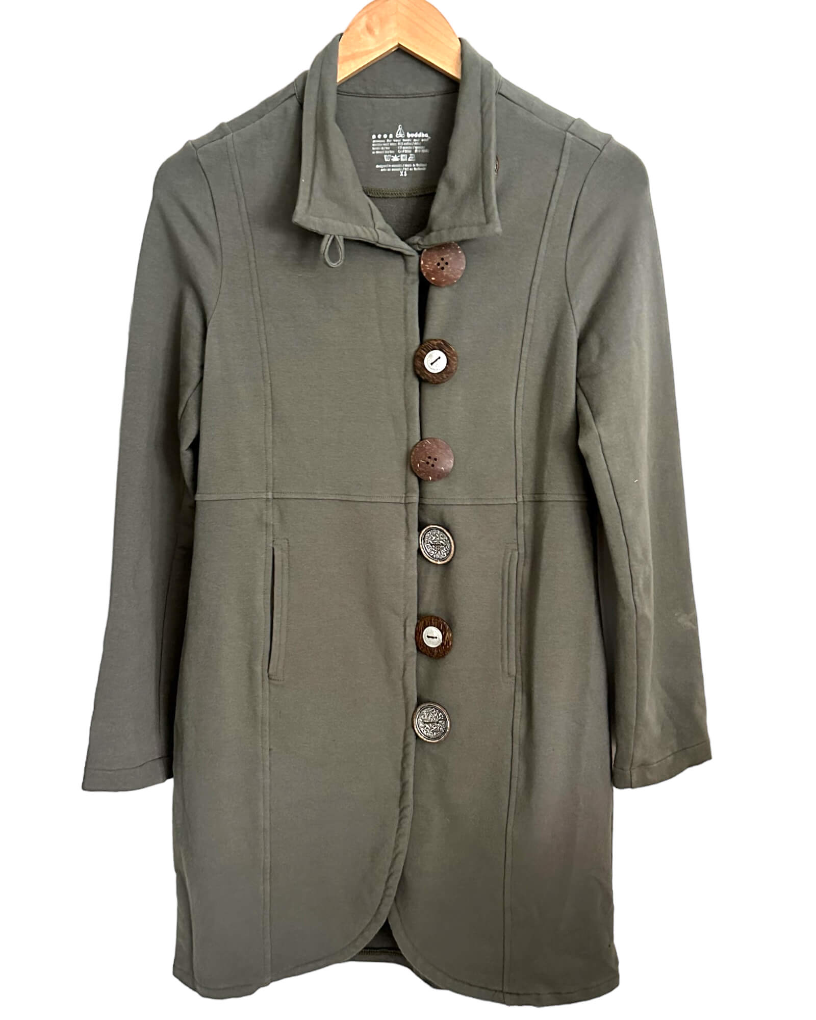 Soft Autumn NEON BUDDAH Katelyn lichen green knit button jacket