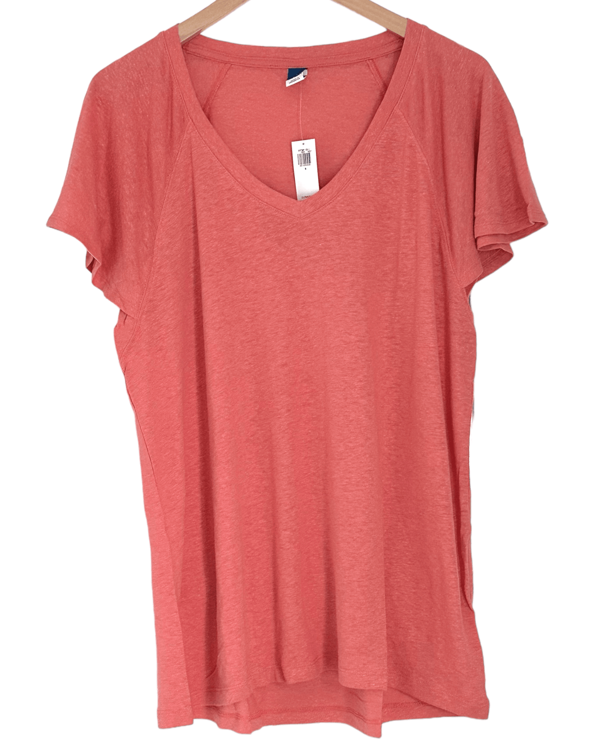 Soft Autumn OLD NAVY Aspen orange V-neck linen tunic tee