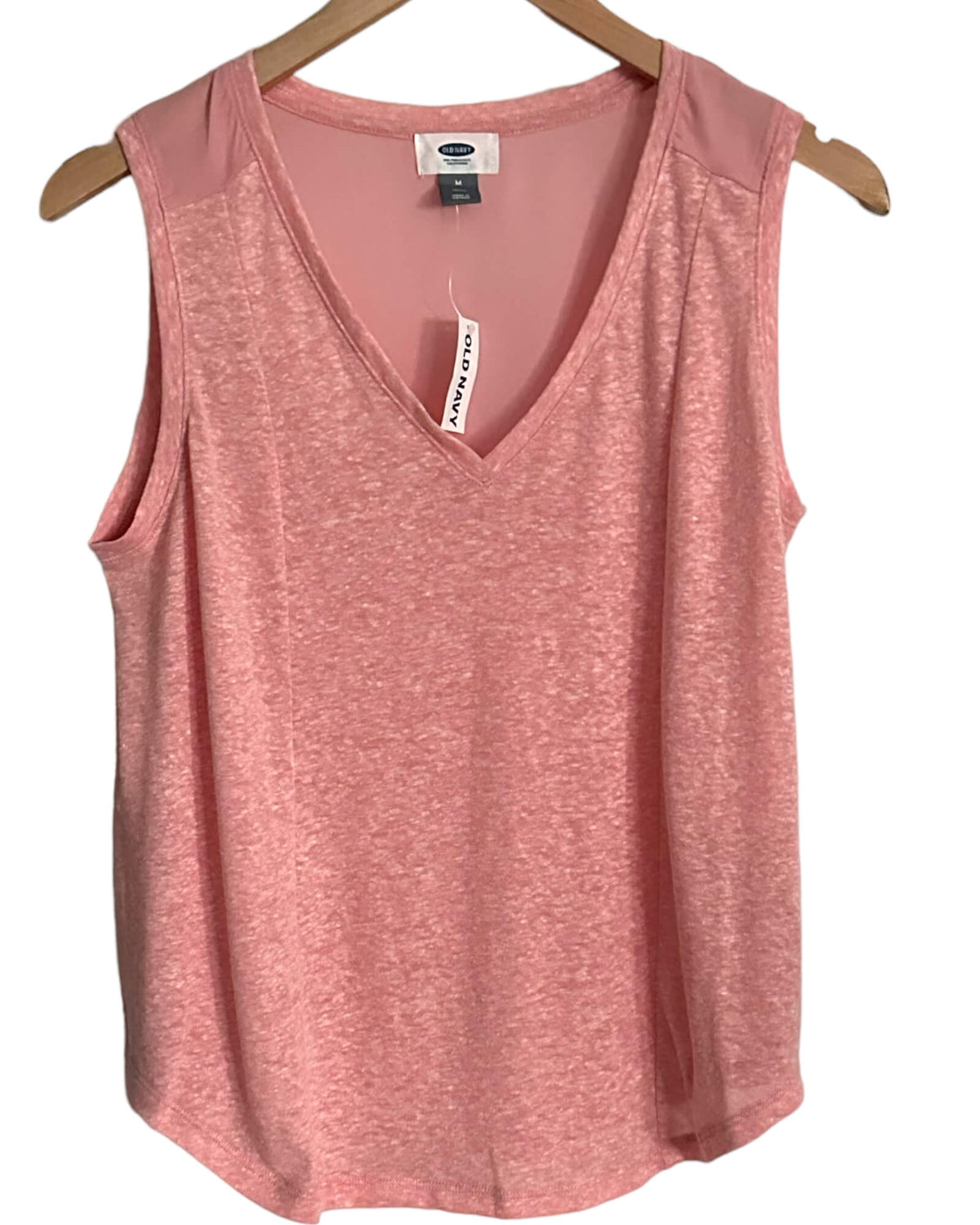 Soft Autumn OLD NAVY blush pink sleeveless v-neck linen top