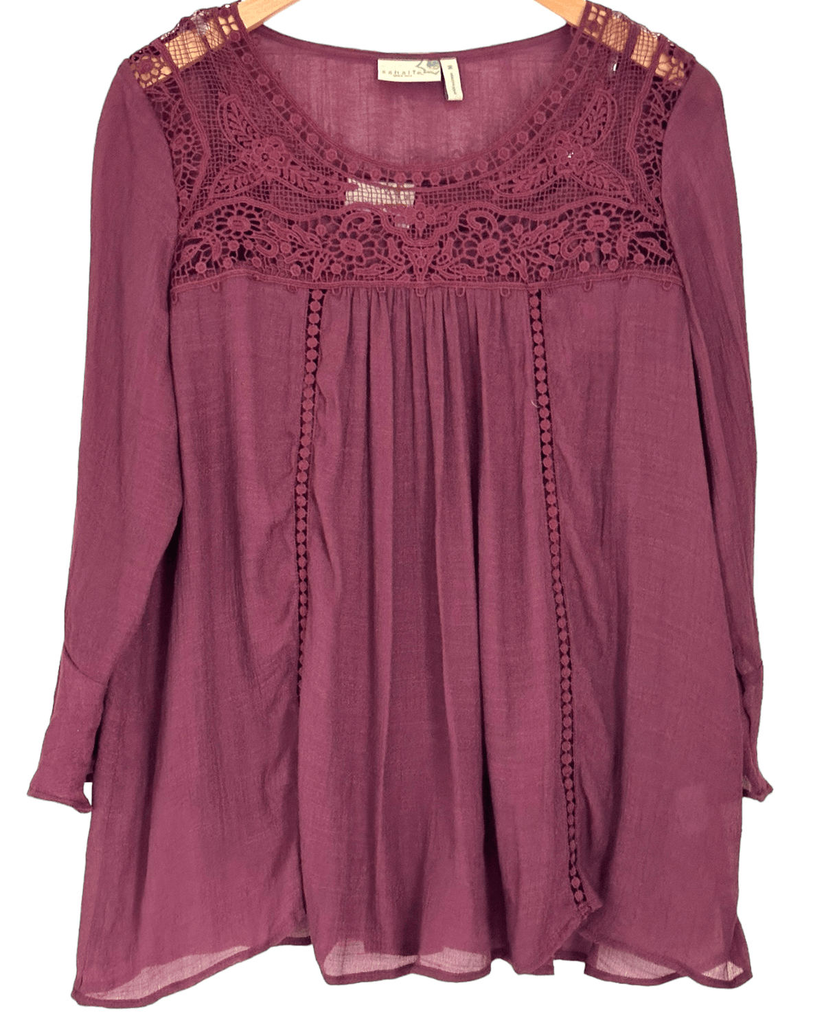 Soft Autumn SAHALIE ganache crochet lace blouse