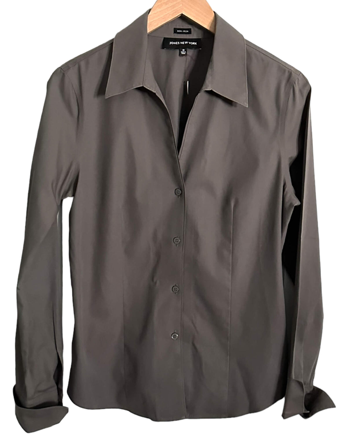 Soft Autumn JONES NEW YORK stone gray button down no-iron shirt