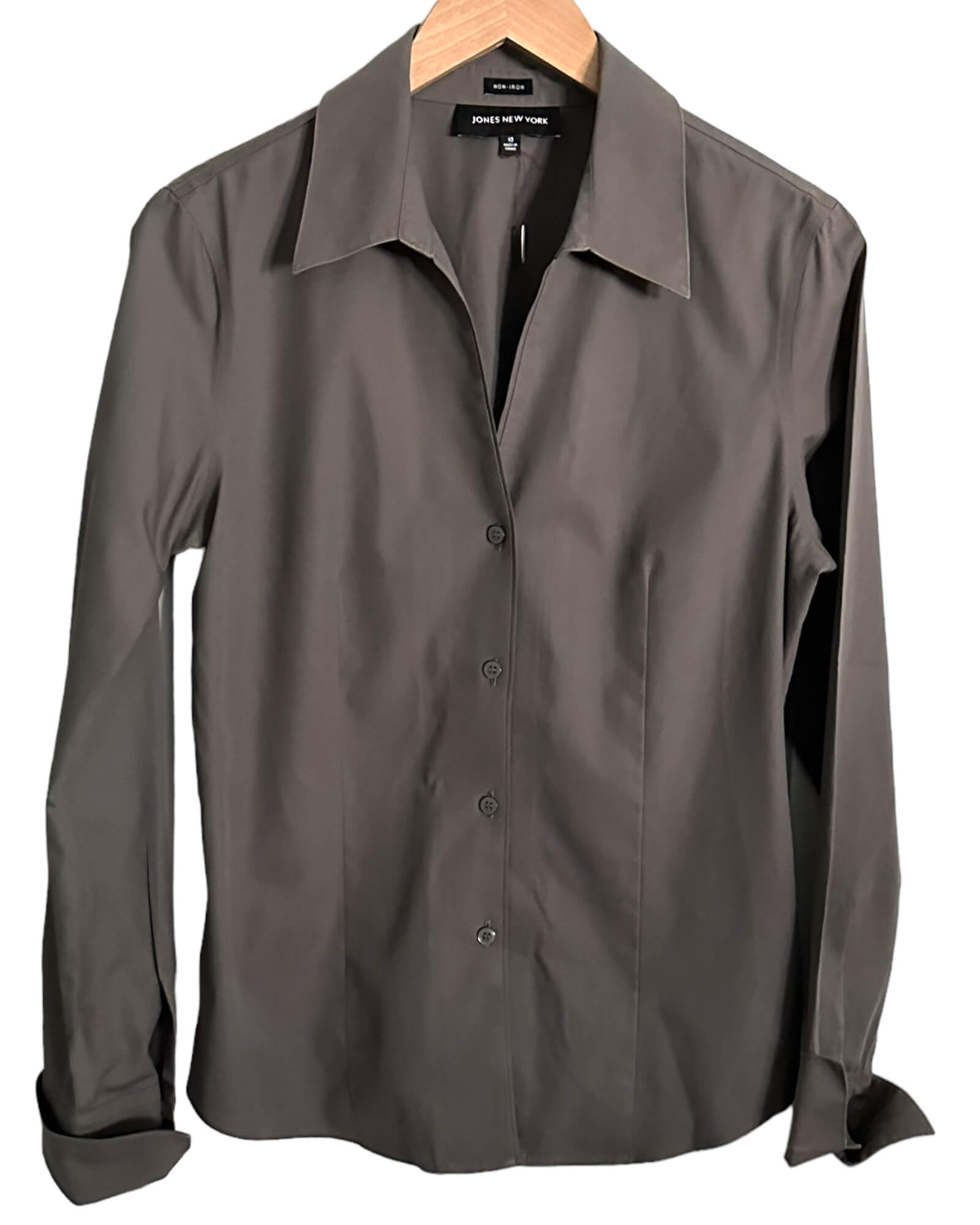 Soft Autumn JONES NEW YORK stone gray button down no-iron shirt