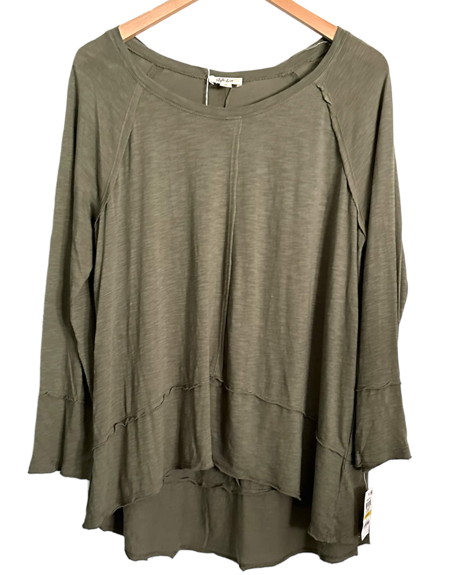 Soft Autumn STYLE&CO olive sprig green swing tee