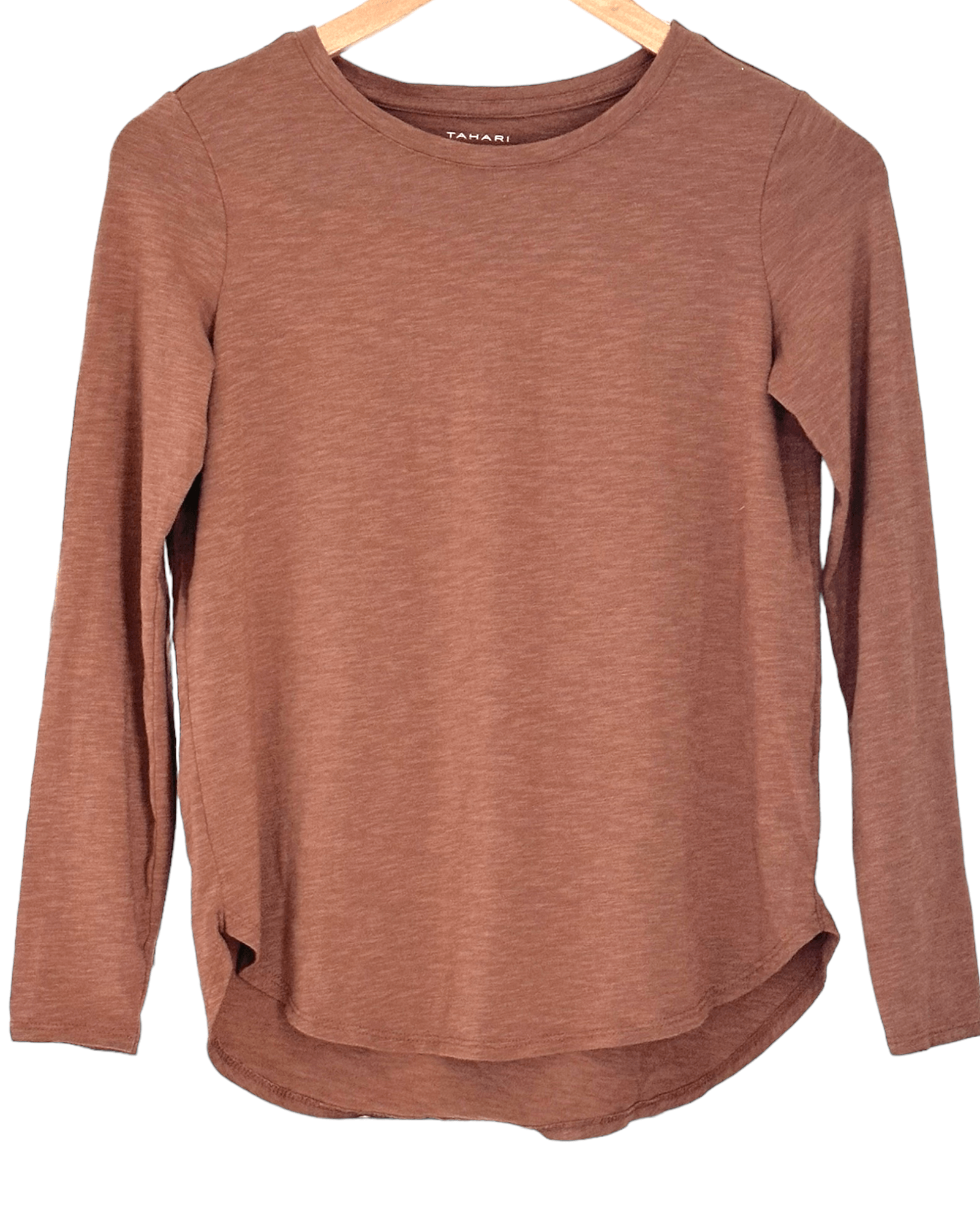 Soft Autumn TAHARI chestnut brown long sleeve tee
