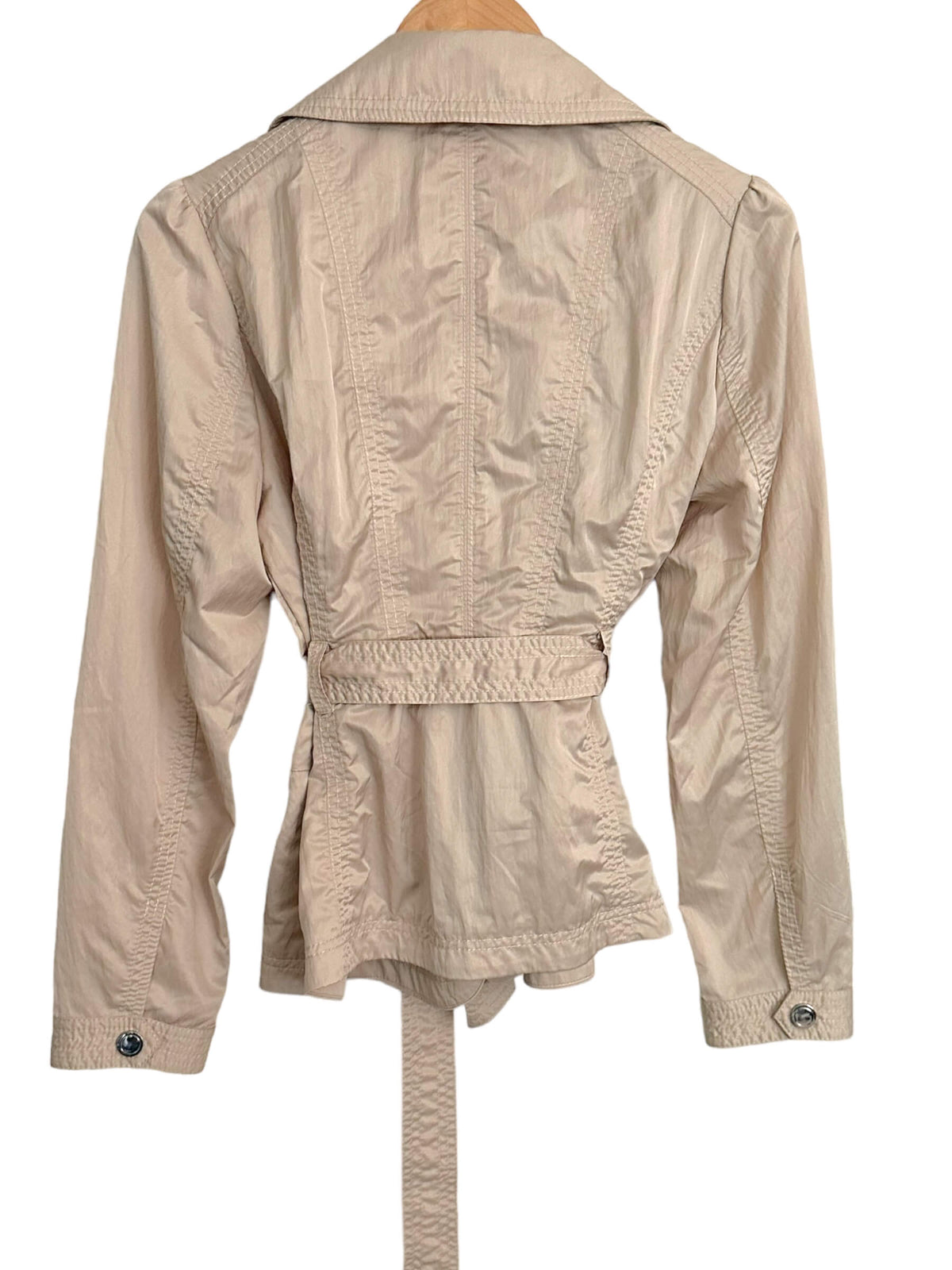 Soft Autumn WHITE HOUSE BLACK MARKET shimmer taupe ruffle jacket