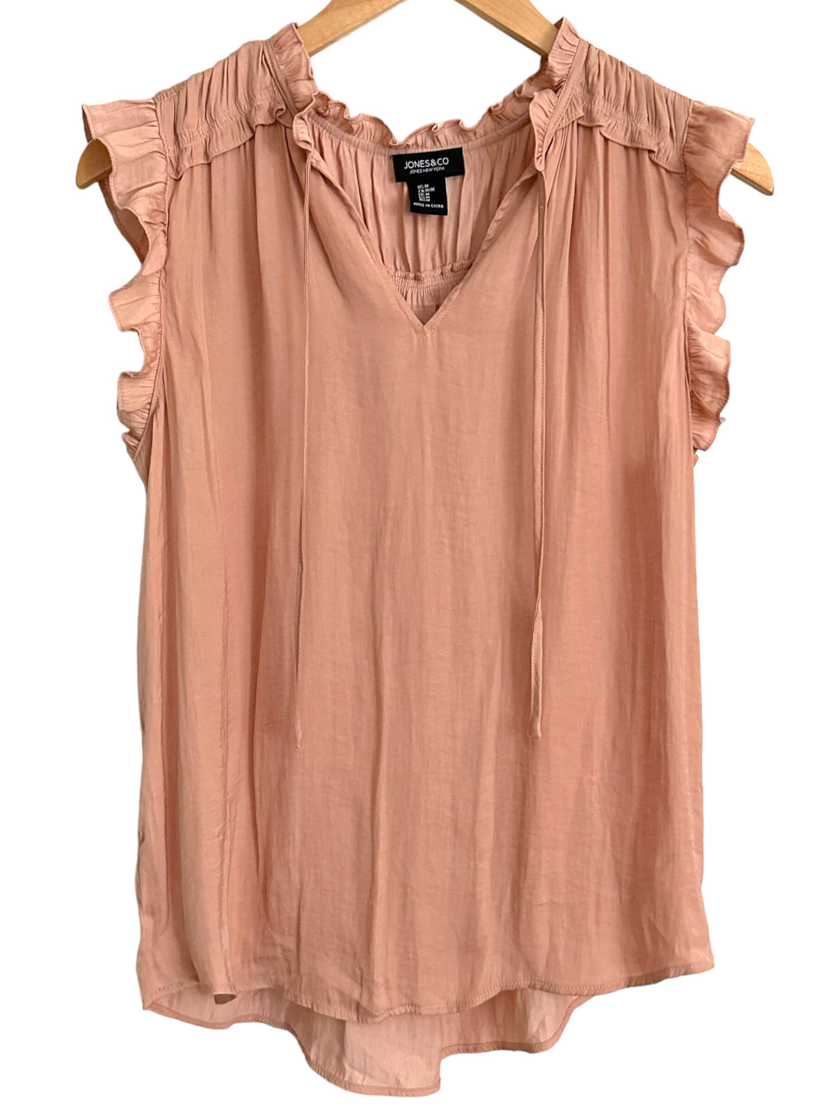 Soft Autumn JONES  &amp; CO canyon blush ruffle tie front top