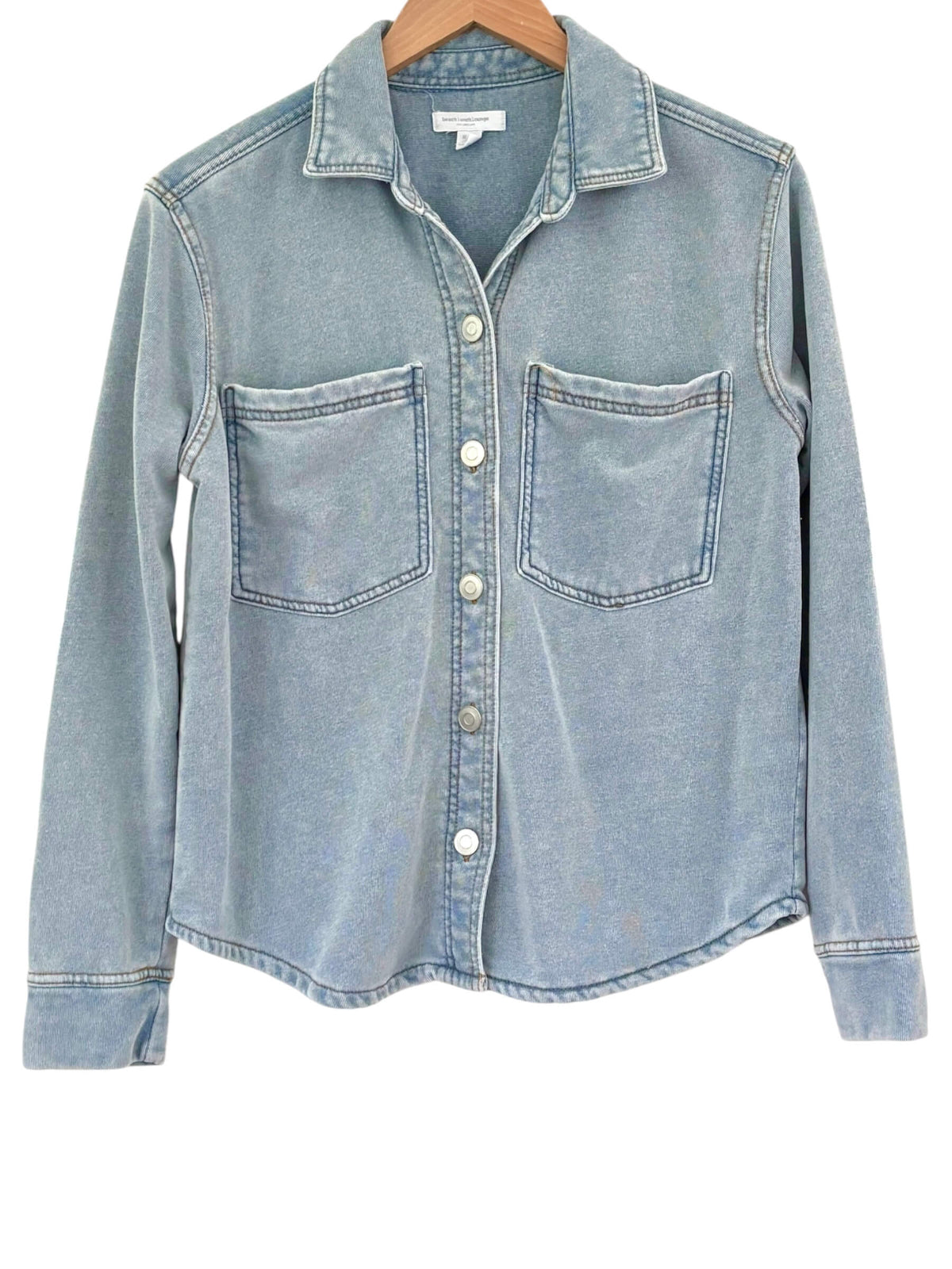 Soft Summer BEACHLUNCHLOUNGE washed cotton French terry button up shirt