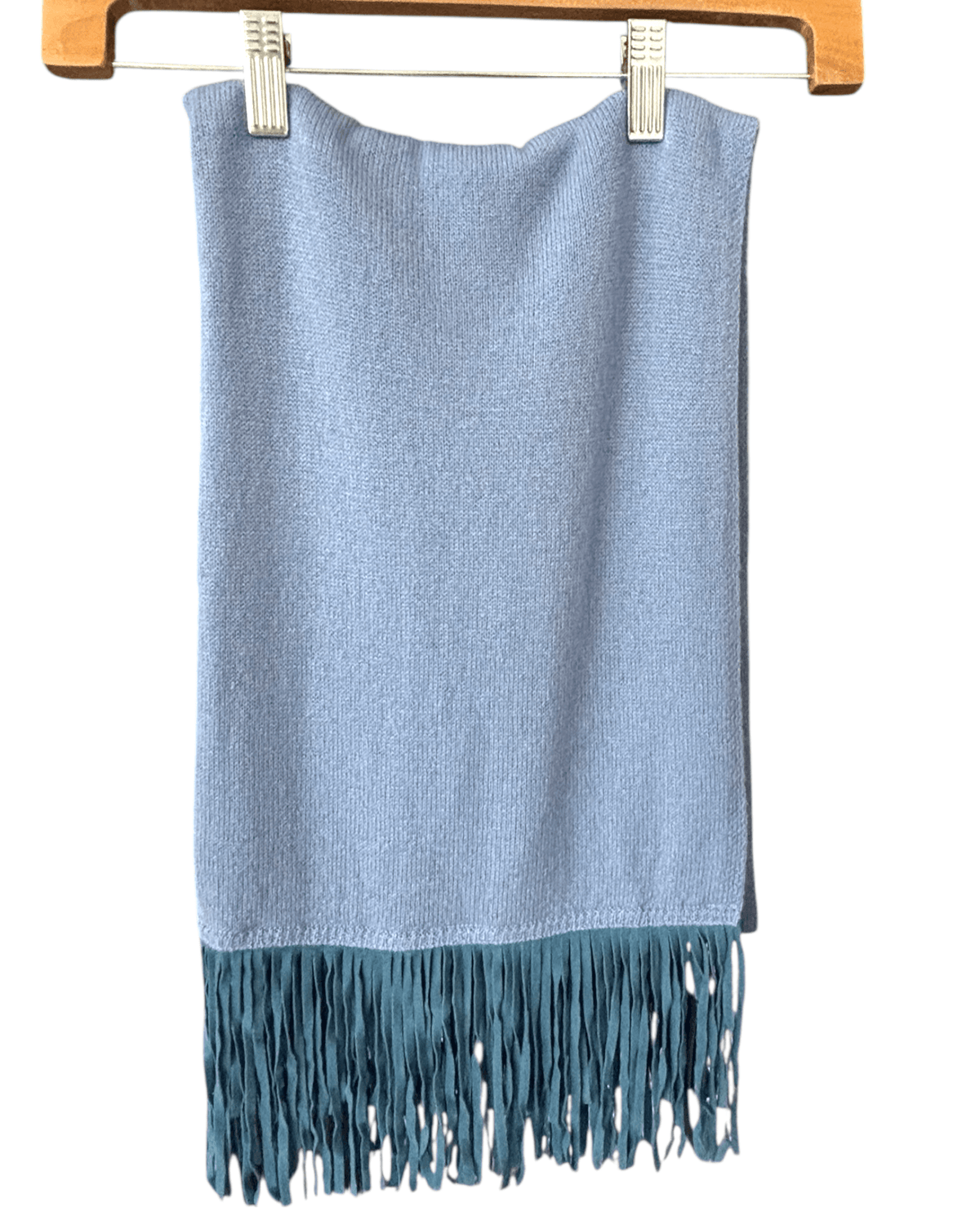 Soft Summer BERYLL hush blue leather trim cashmere wrap 