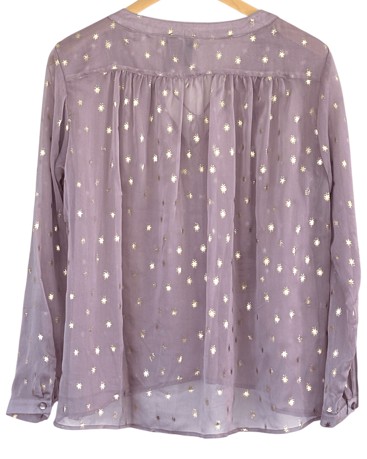 Soft Summer BISOU BISOU star print sheer split-neck blouse
