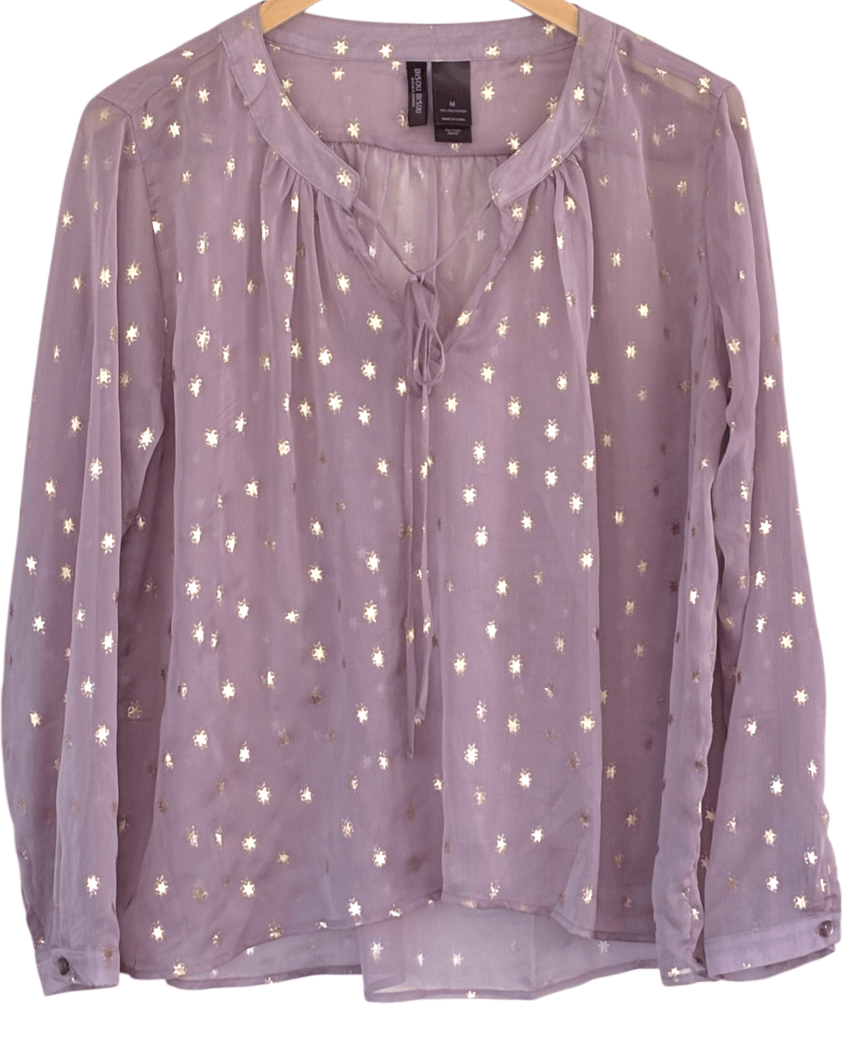 Soft Summer BISOU BISOU star print sheer split-neck blouse