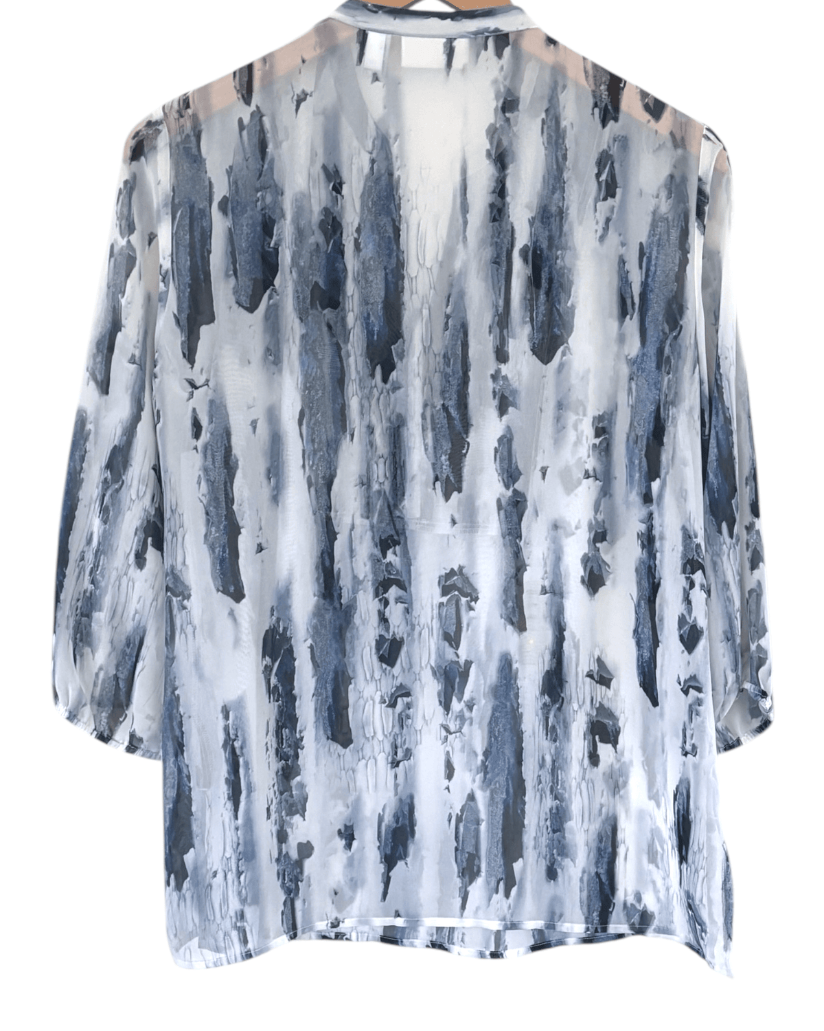 Soft Summer CHICO'S watercolor print sheer split-neck blouse