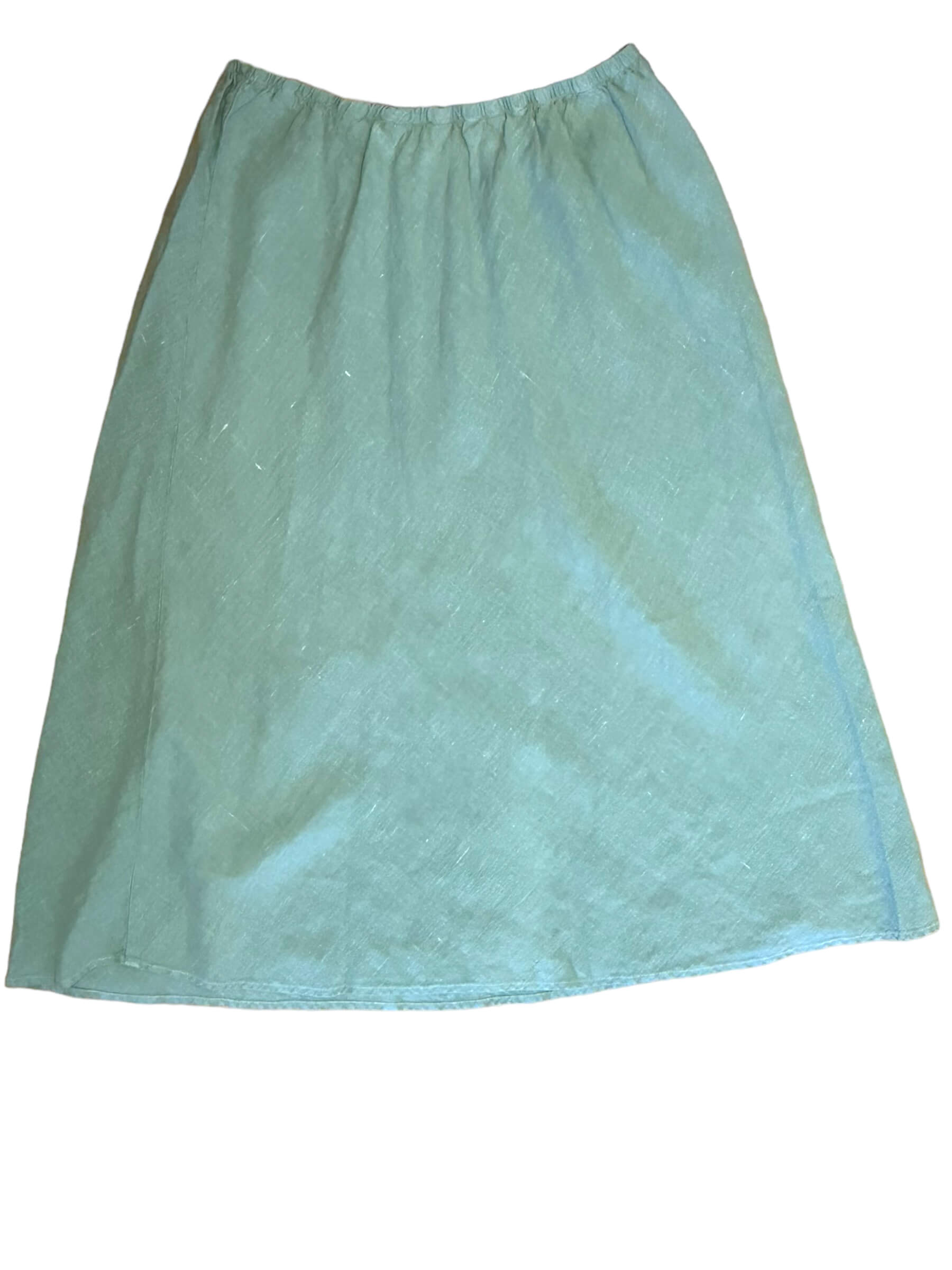 Soft Summer CUT LOOSE thicket green linen midi skirt