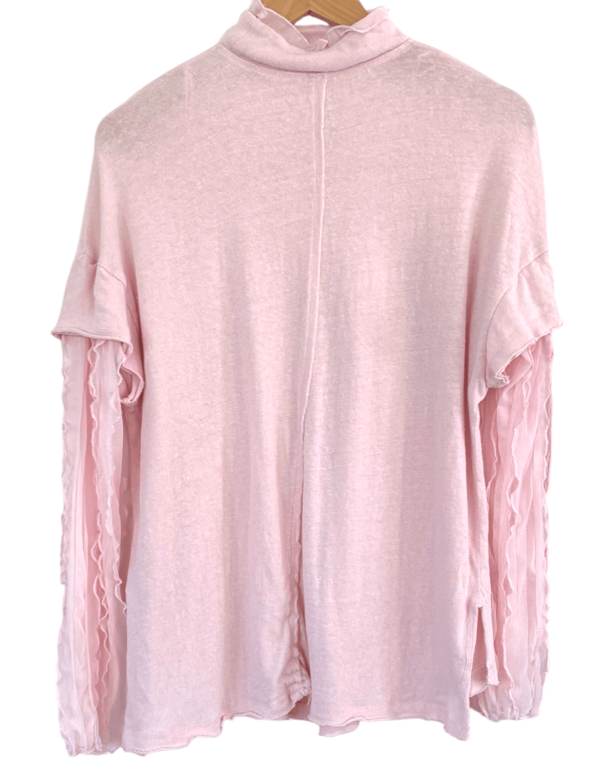 Soft Summer FREE PEOPLE powder puff ruffle sleeve mock neck pullover